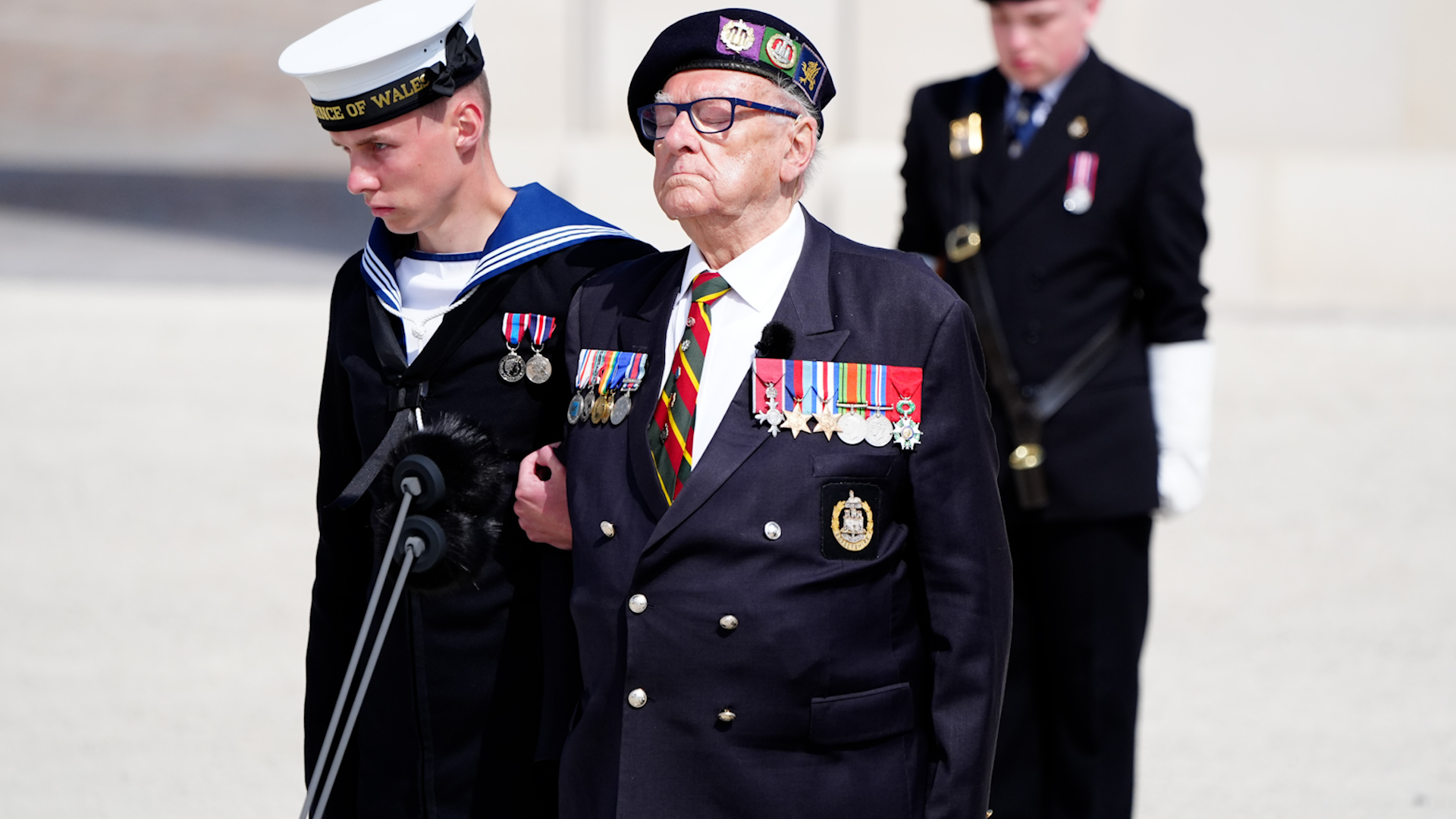D-Day veteran Ken Hay speaks during D Day 80 British Normandy Memorial in Ver-sur-Mer 060624 CREDIT PA