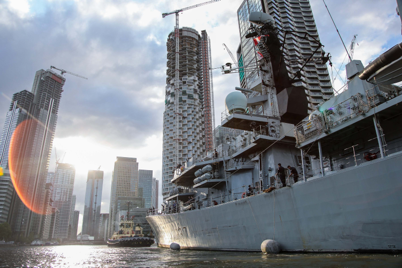 HMS Westminster at West India Docks in London.