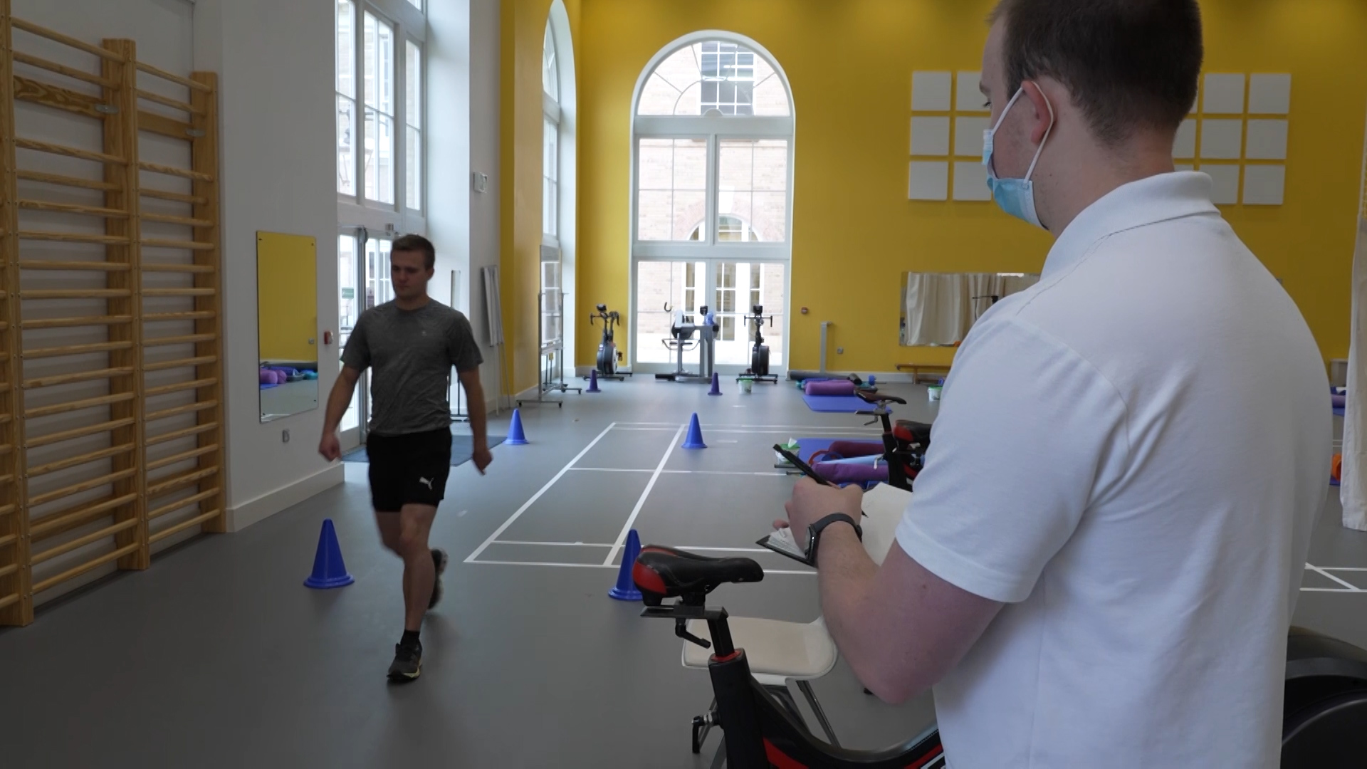 Patient undergoes a mobility exercise.