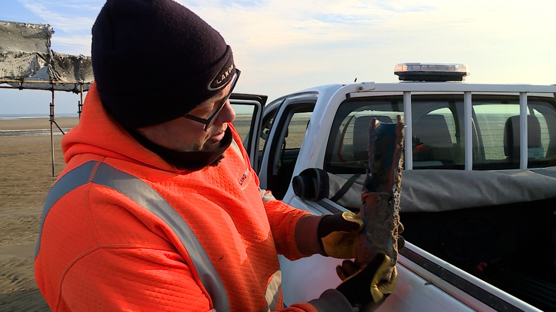 Daley Marsh – range safety team inspecting debris from range firing 15122022 CREDIT BFBS