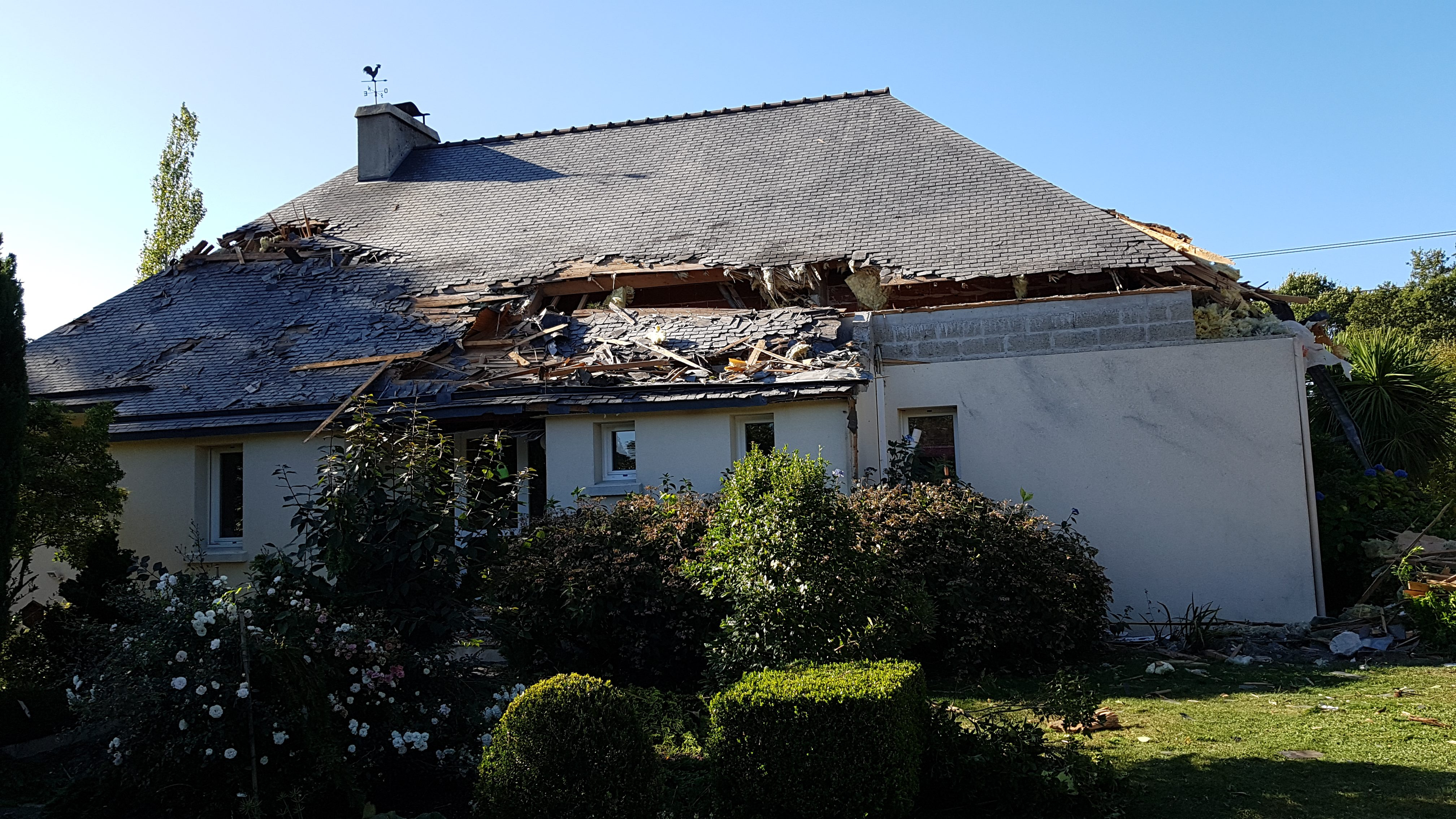 Damaged house after Belgian air force f-16 aircraft crash