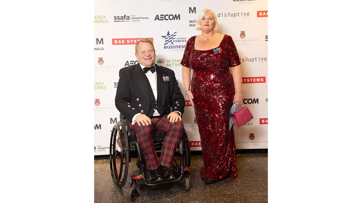 121225 David Dent and Susie Hamilton at the Scottish Forces in Business Awards CREDIT Forces in Business Awards