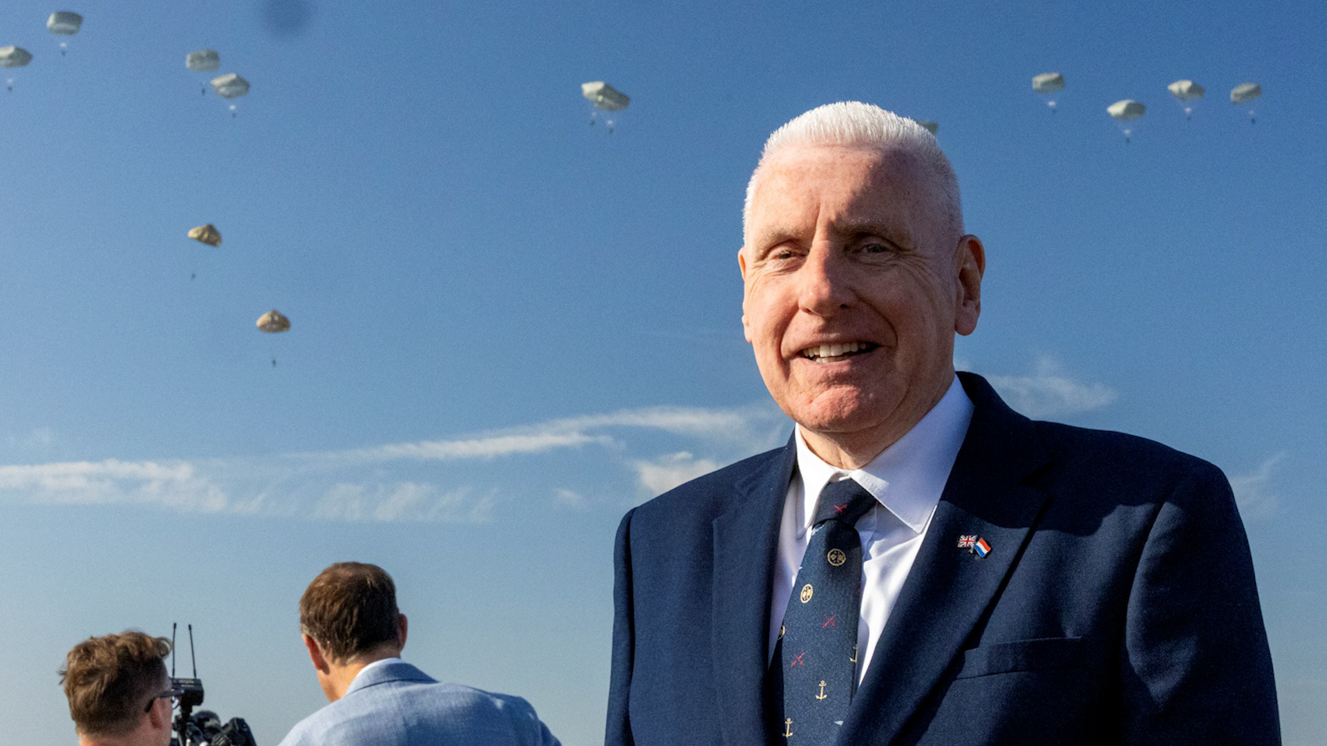 Defence Minister Lord Coaker Arnhem 80 parachute drop and memorial services 21092024 CREDIT BFBS