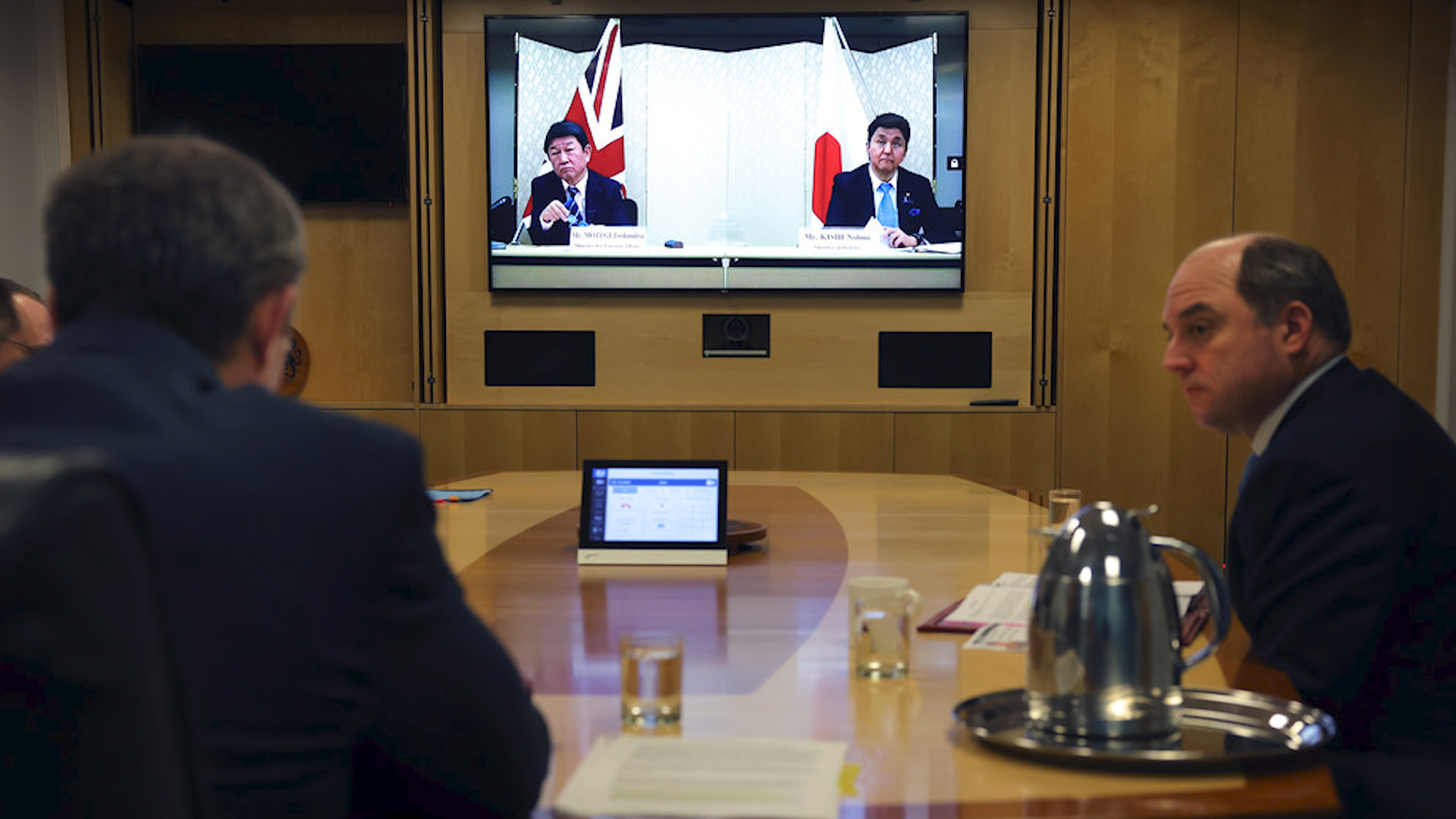 Mr Raab and Mr Wallace held the meeting via video call (Picture: MOD).