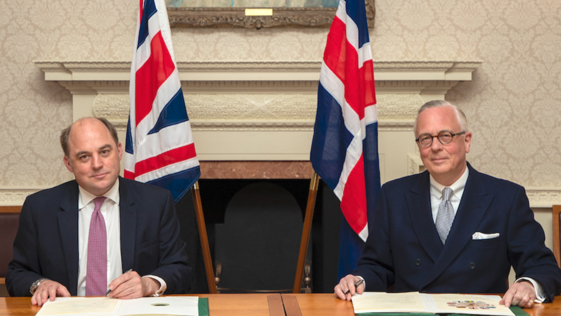 Defence Secretary Ben Wallace and Iceland Ambassador to the UK Sturla Sigurjónsson sign a Note of Joining as Iceland joins the JEF (Picture: MOD).