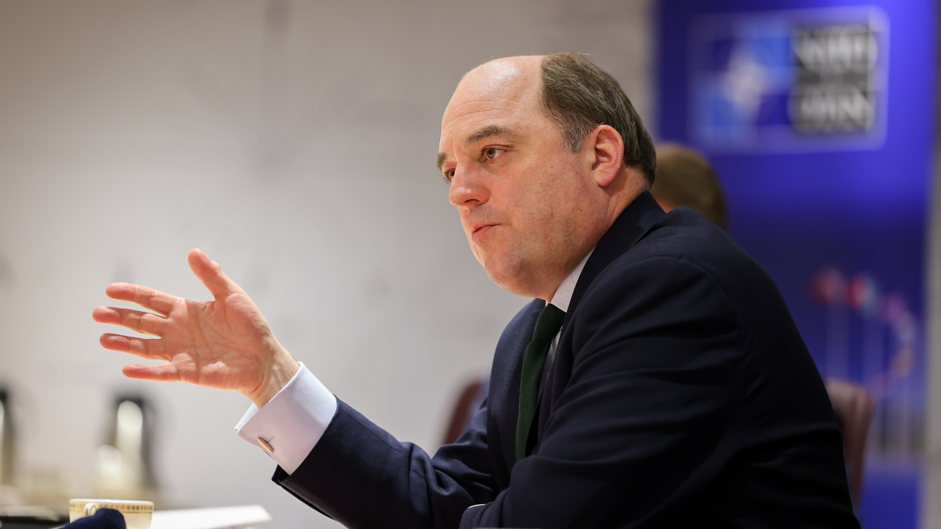 Defence Secretary Ben Wallace during meeting with UK ambassador to NATO at NATO HQ amid Russia invasion threat to Ukraine