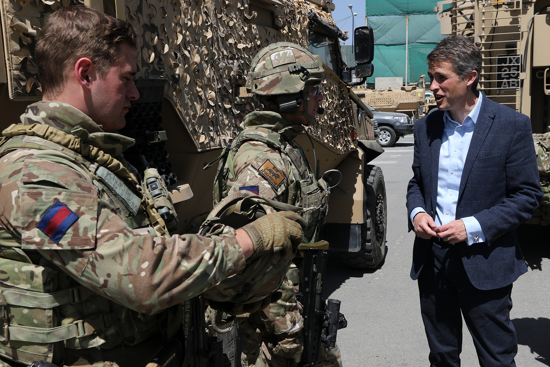 Defence Secretary Gavin Williamson with UK troops in Afghanistan