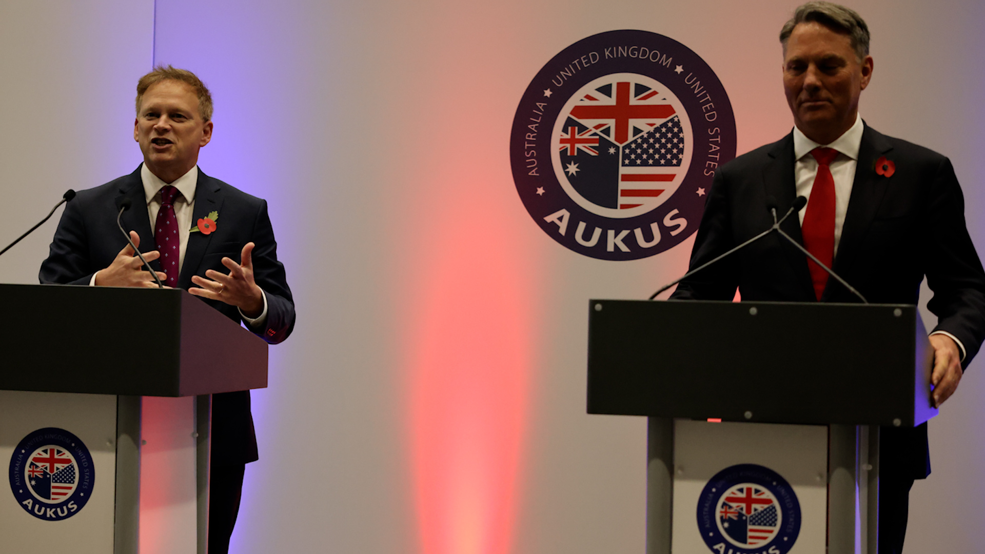 Defence Secretary Grant Shapps and Australian Defence Minister Richard Marles at Rolls-Royce's nuclear reactor manufacturing site 03112023 CREDIT BFBS