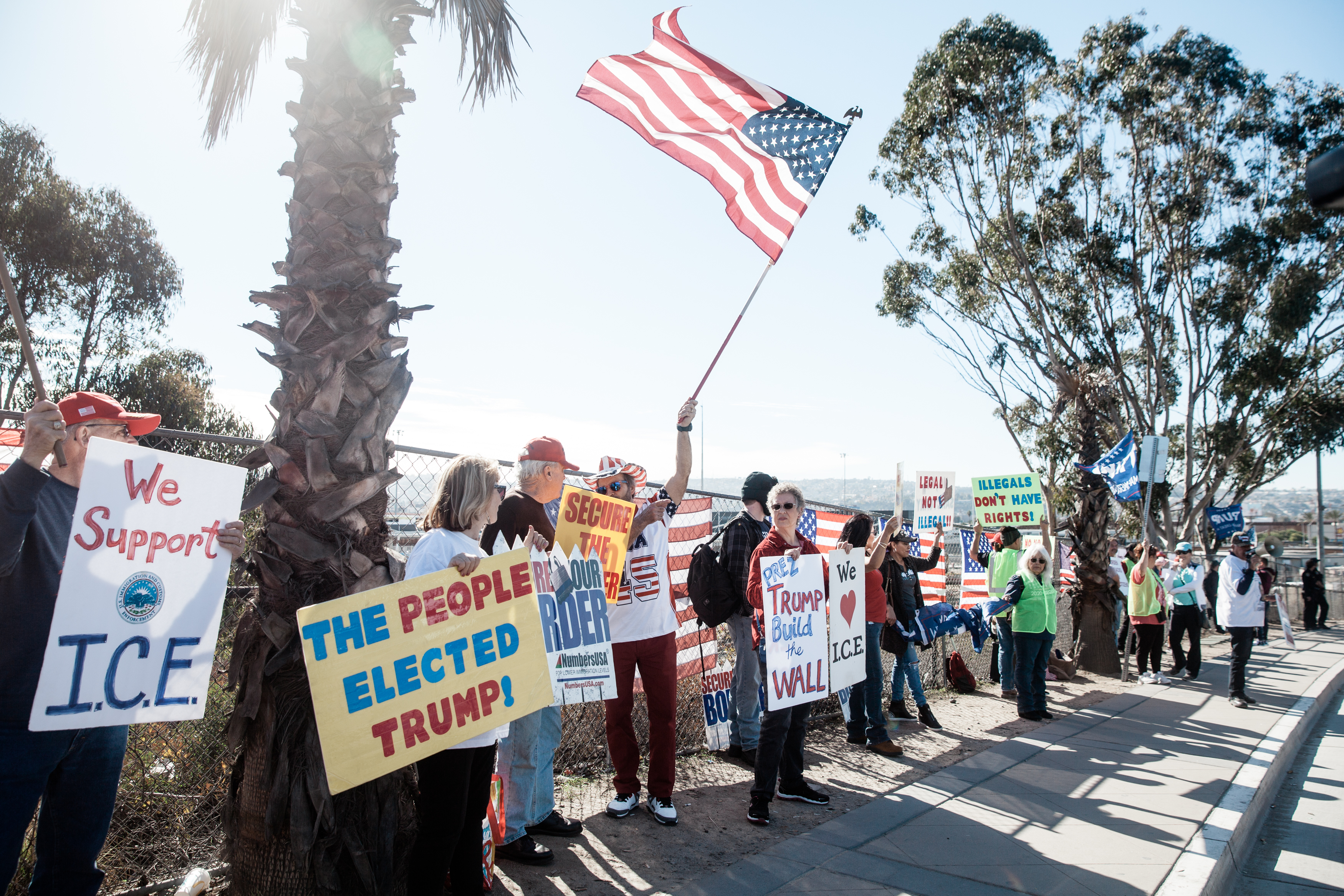 Demonstration about Wall in December in California near US-Mexico border