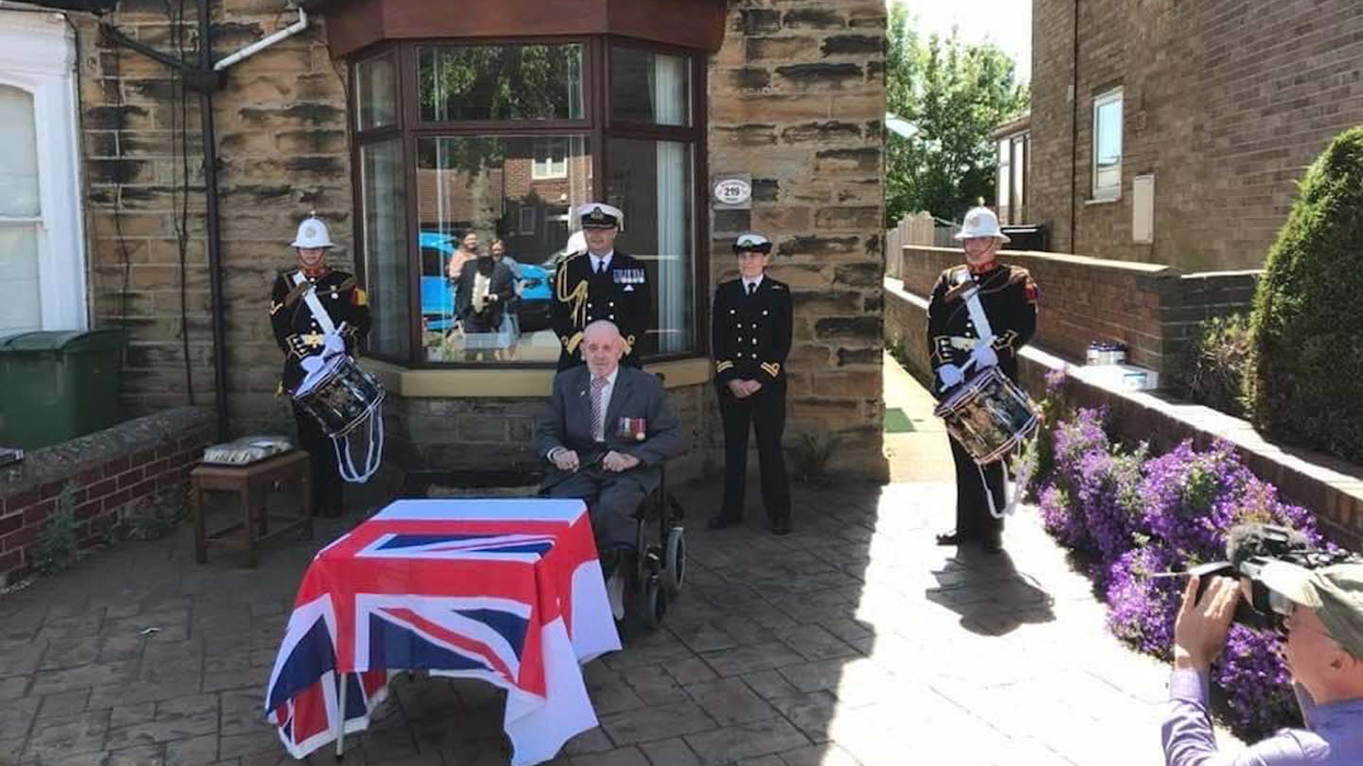 Denis Gregory re-awarded WW2 war medals at socially distanced ceremony in Sheffield 030620 CREDIT Royal Navy_0.jpg 