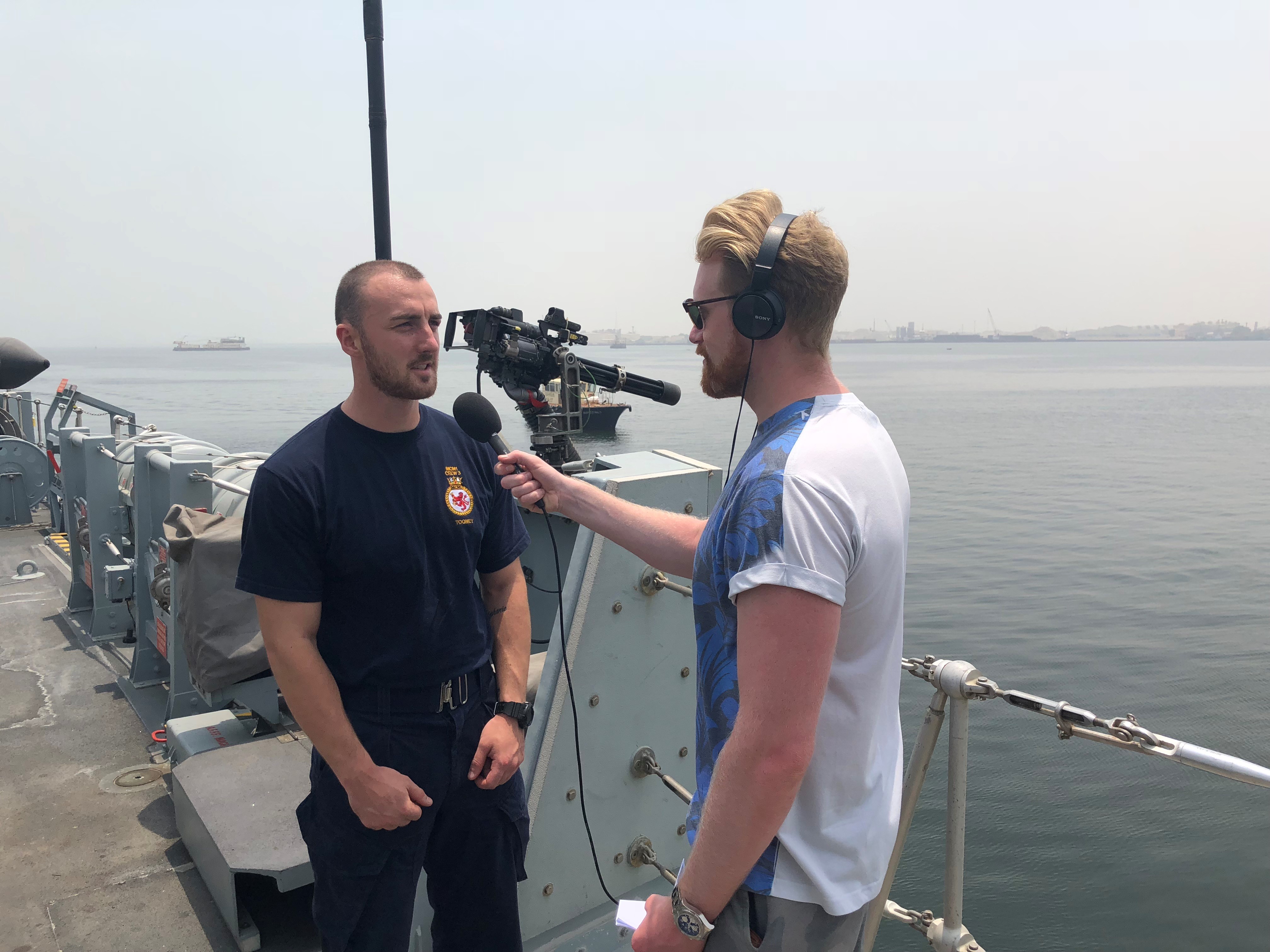 Dillan Toomey talking to BFBS' Chris Keen