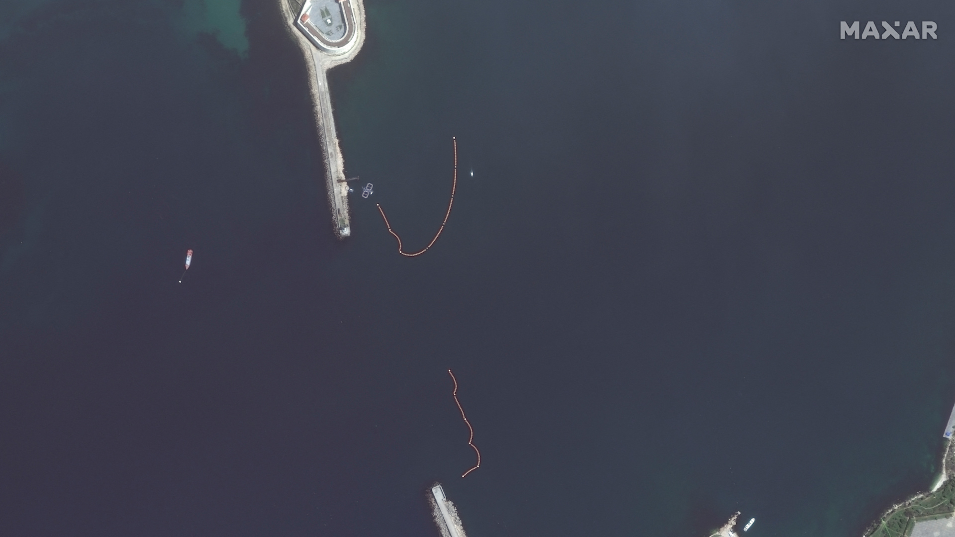 Dolphin pens at Sevastopol Bay (Picture: Maxar Technologies).
