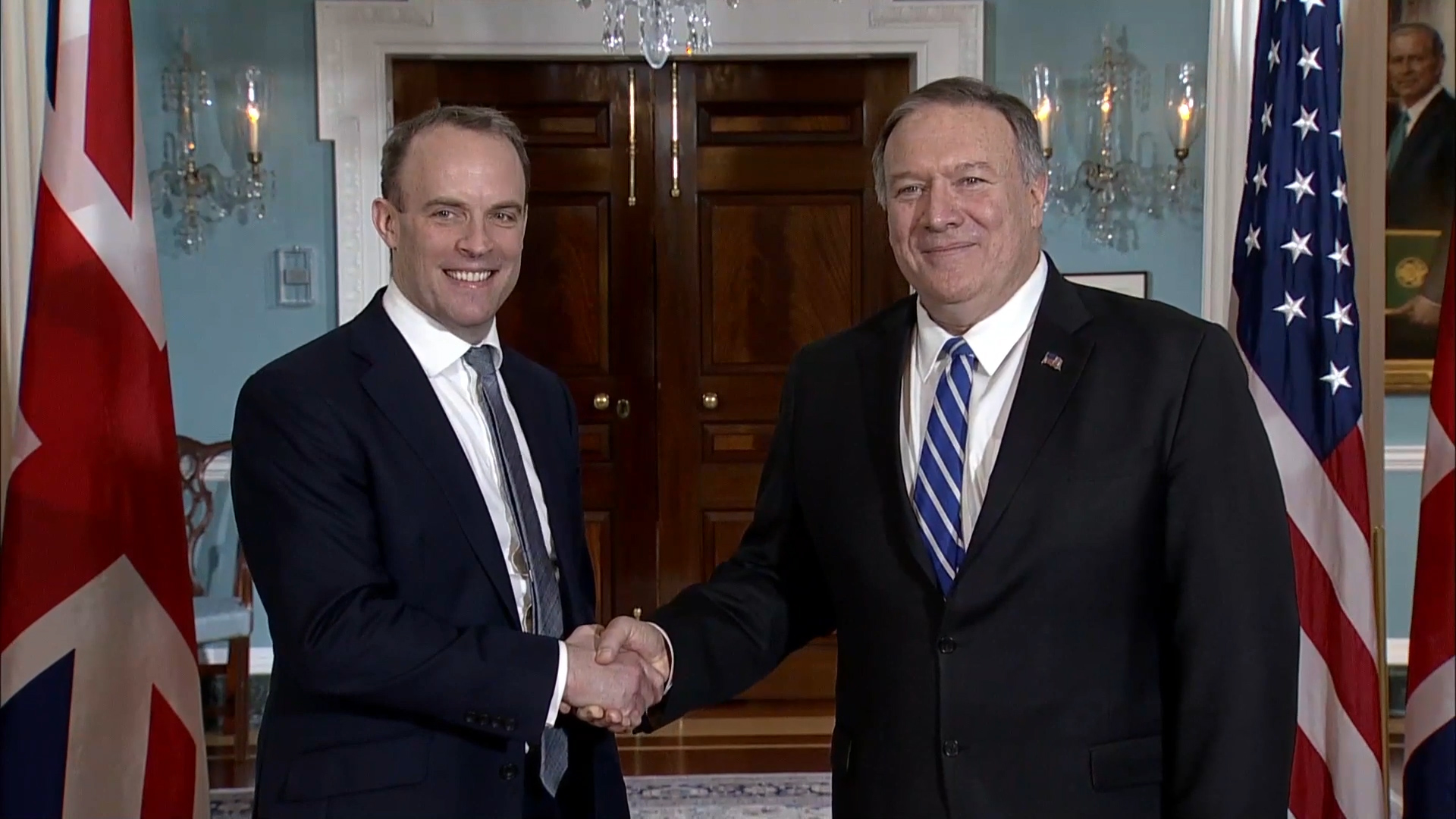 Dominic Raab with Mike Pompeo in the US State Department (Picture: US Department of Defense).