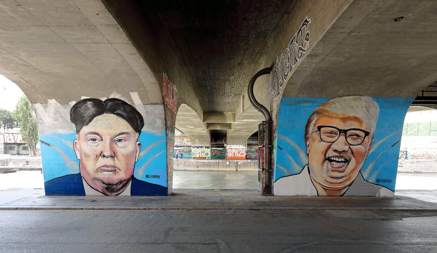 Donald Trump Kim Jong-un graffiti