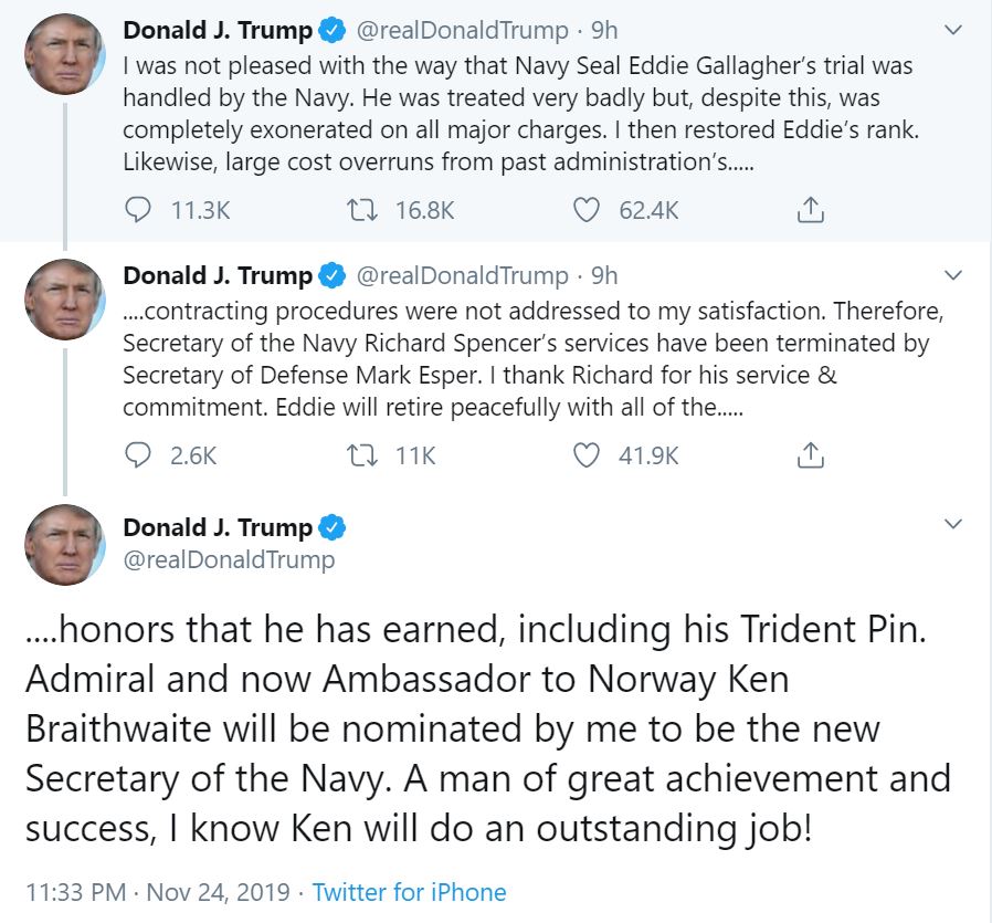 Donald Trump's statement on social media announced a new nomination (Picture @realDonaldTrump /Twitter).