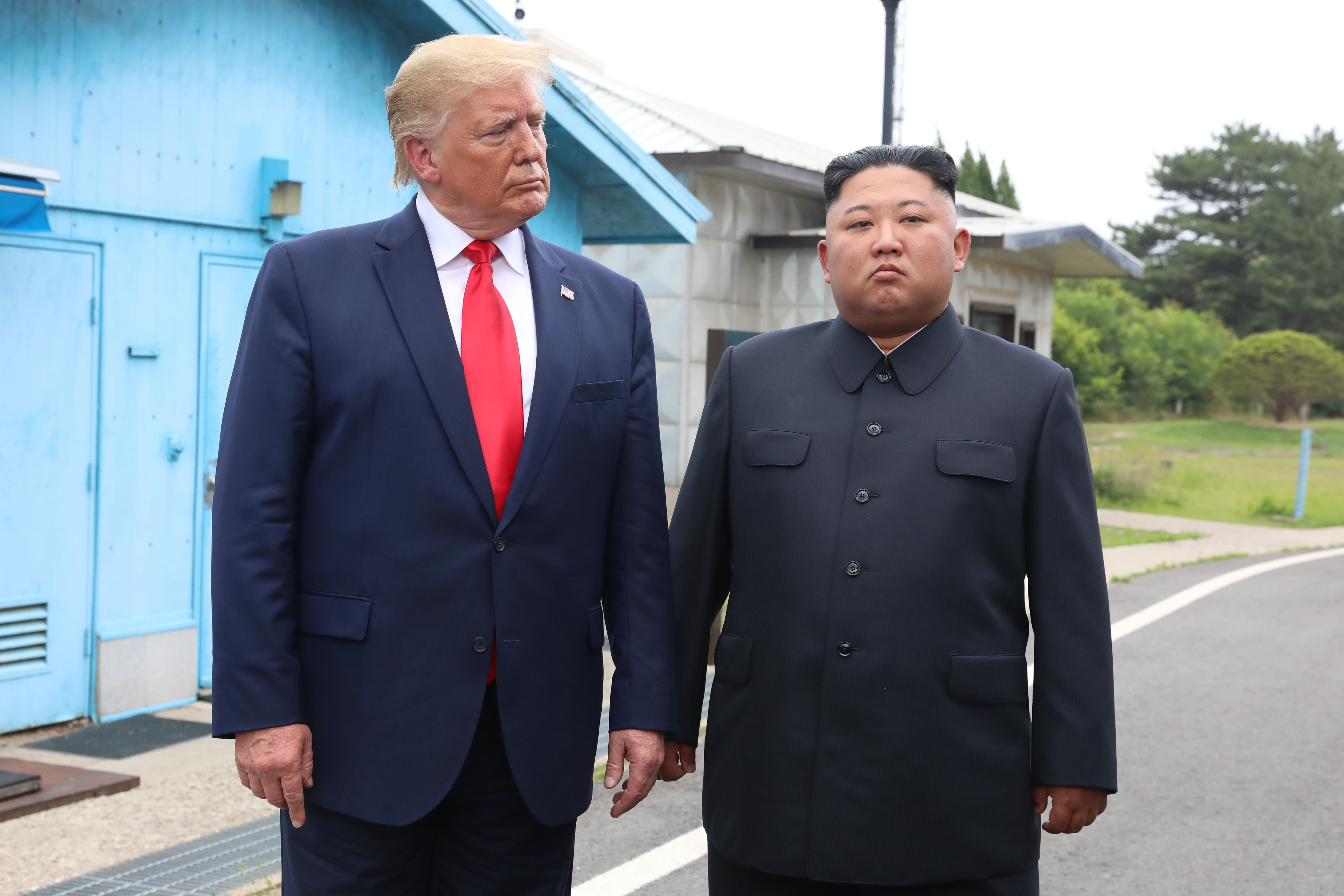 Donald Trump and Kim Jong Un in North Korea