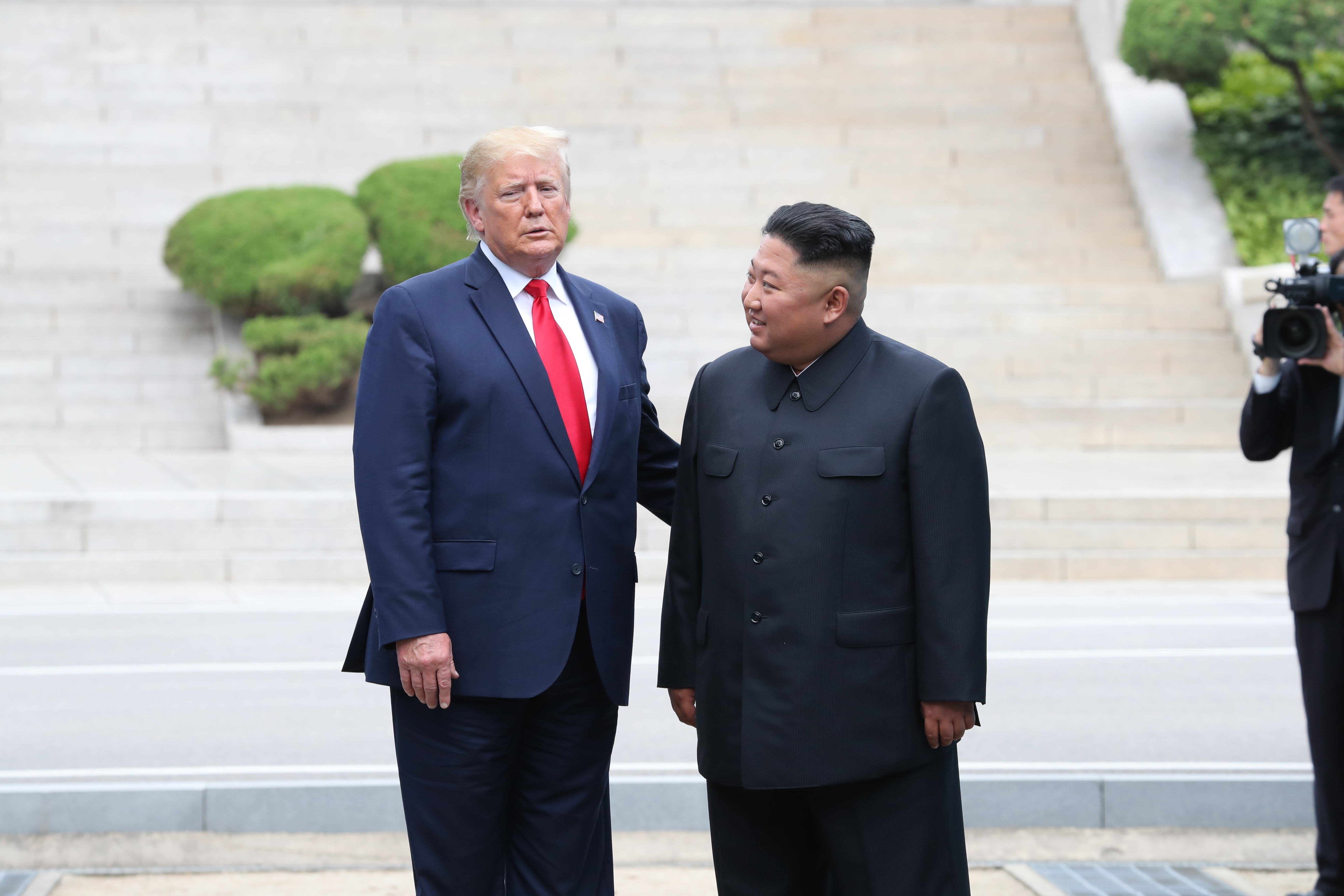 Donald Trump and Kim Jong Un in North Korea 300619 CREDIT YONHAP PA