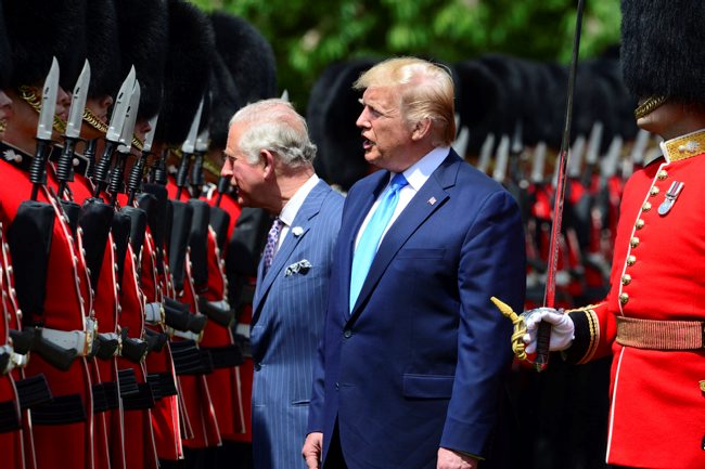 Donald Trump and Prince Charles inspect Grenadier Guards Guard of Honour