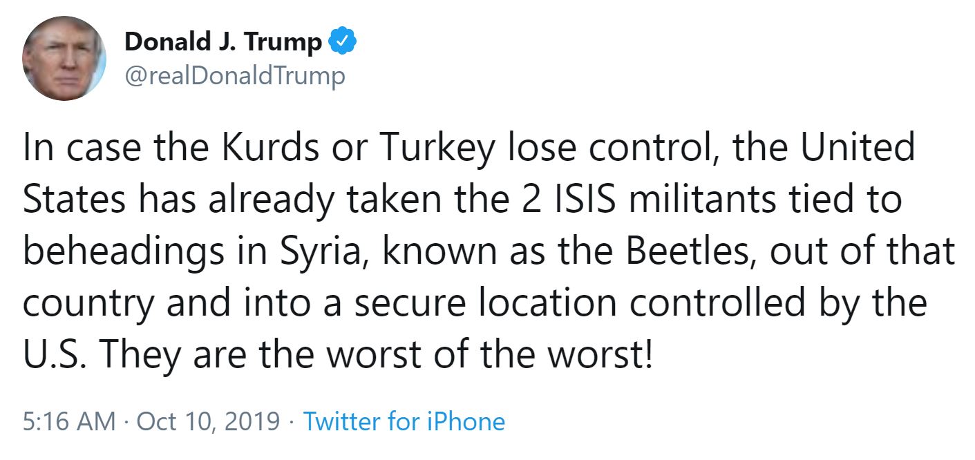 The tweet from the US President, confirming the move. (Picture: @realDonaldTrump / Twitter