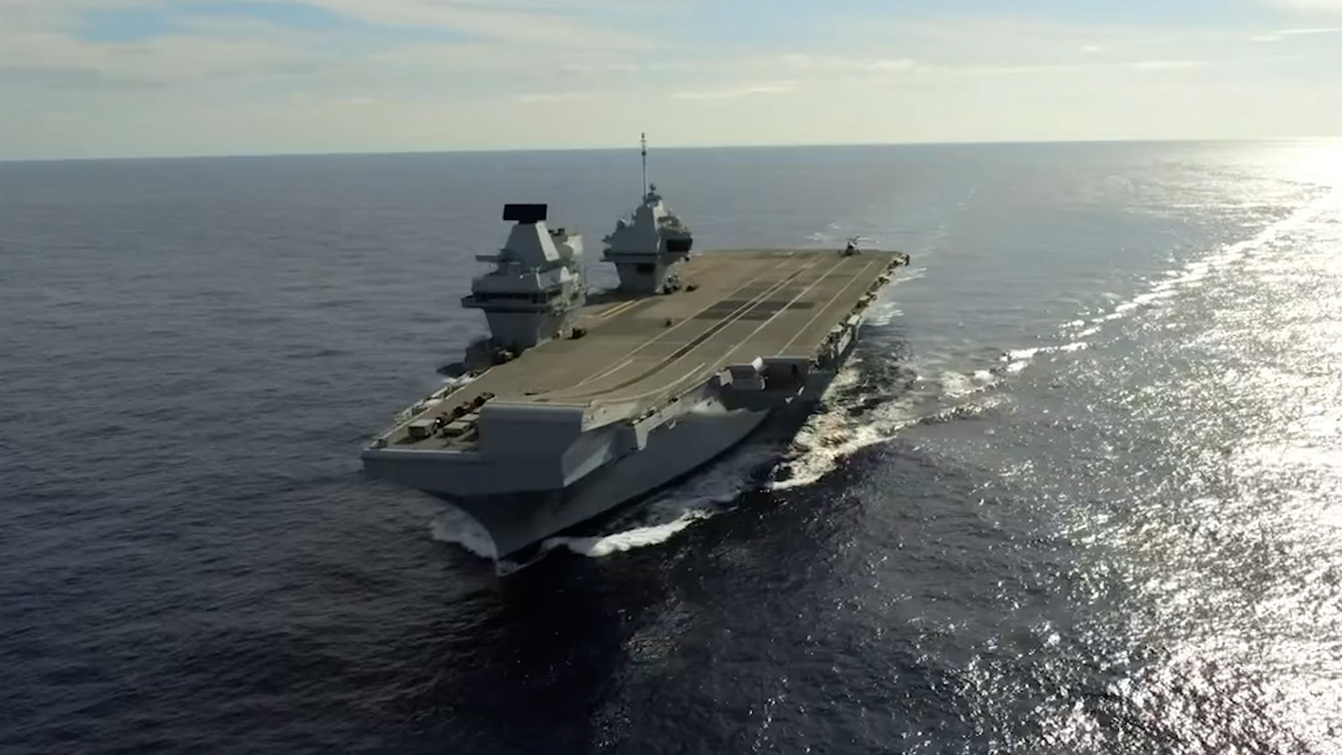 HMS Prince of Wales leaving Bermuda Triangle after successful second operation involving drones (Picture: HMS Prince of Wales).