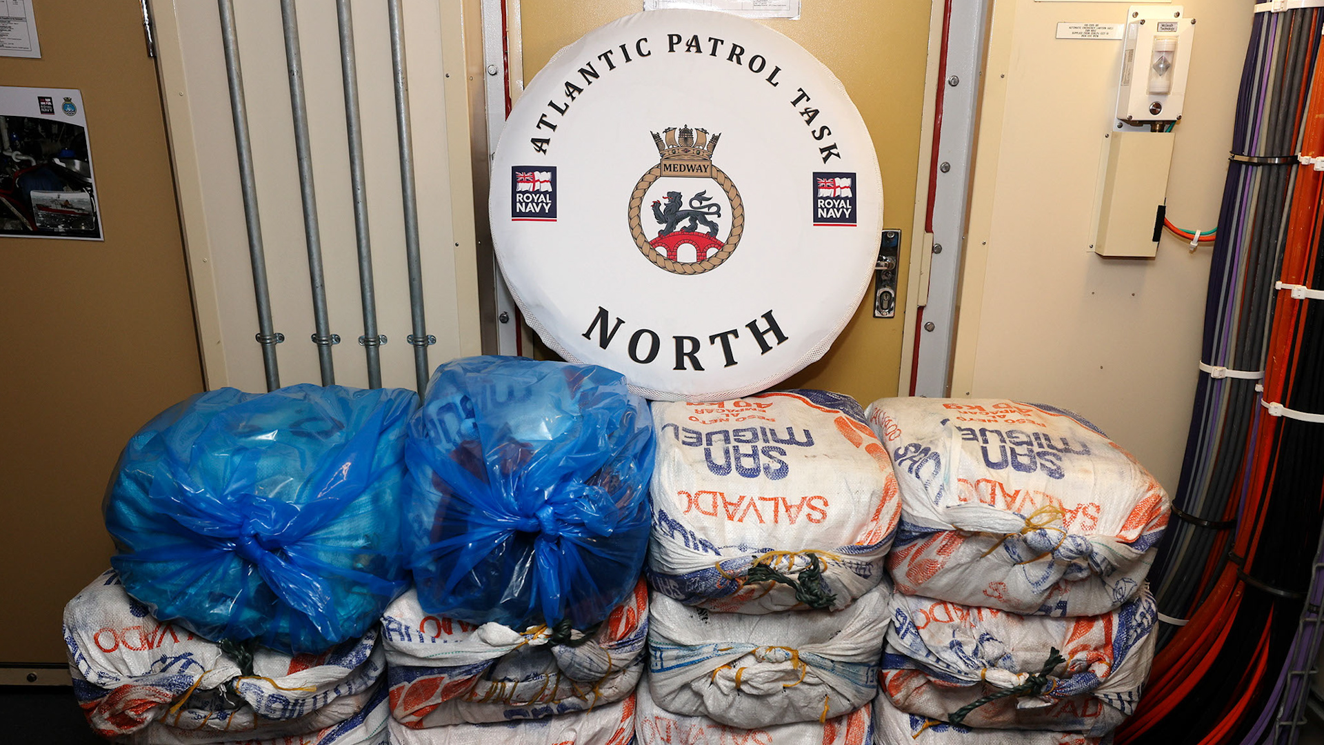 Drugs seized by HMS Medway in the Caribbean (Picture: Royal Navy).