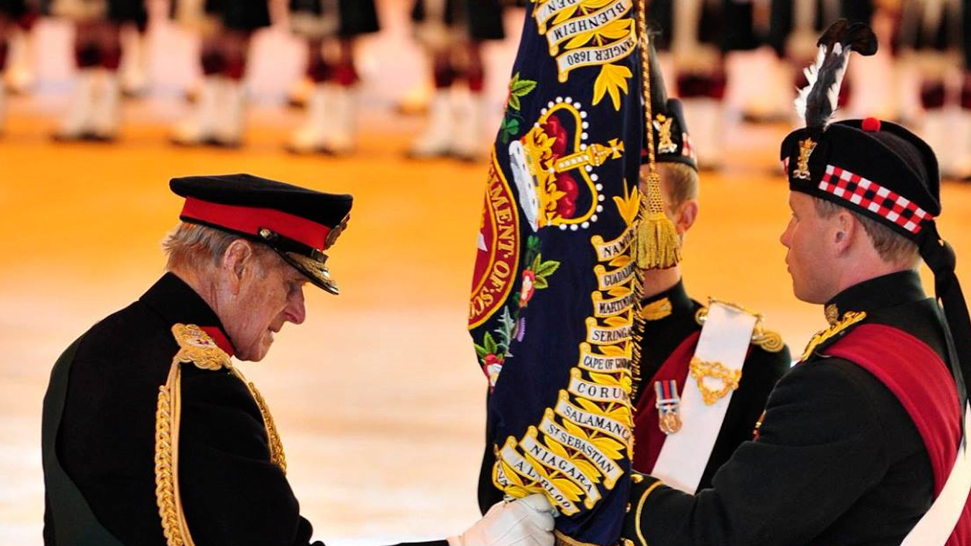 Duke Of Edinburgh The Highlanders, The 4th Battalion The Royal Regiment of Scotland Receiving Their New Colours RAF Kinloss 031211 CREDIT MOD