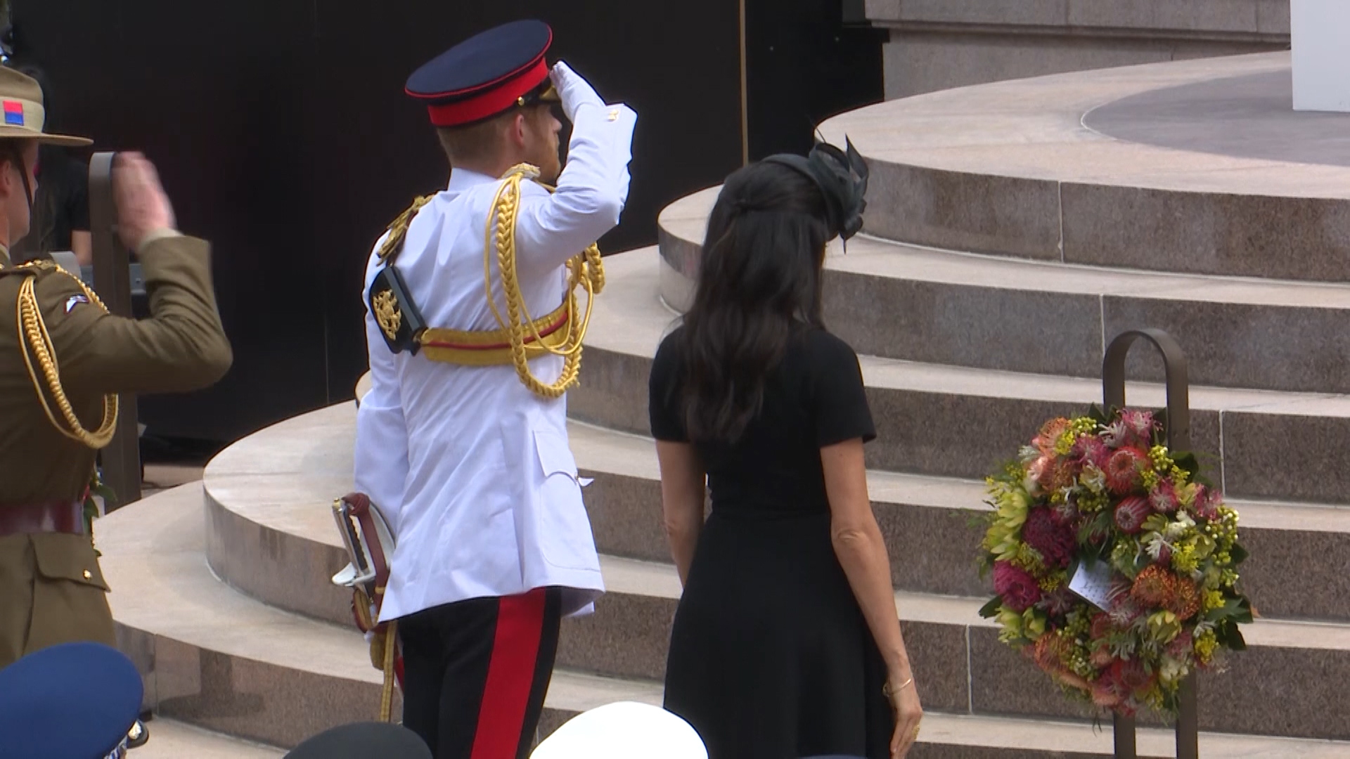 Duke and Duchess of Sussex lay a wreath at the Anzac memorial 