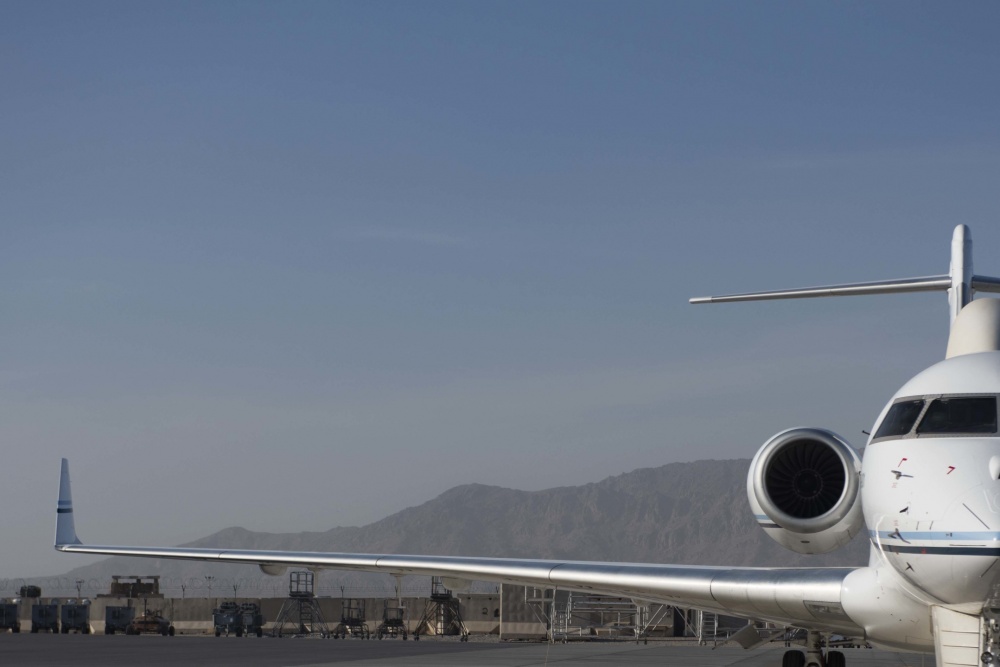 A US E-11A plane similar to the downed aircraft, Afghanistan (Picture: US Department of Defense).