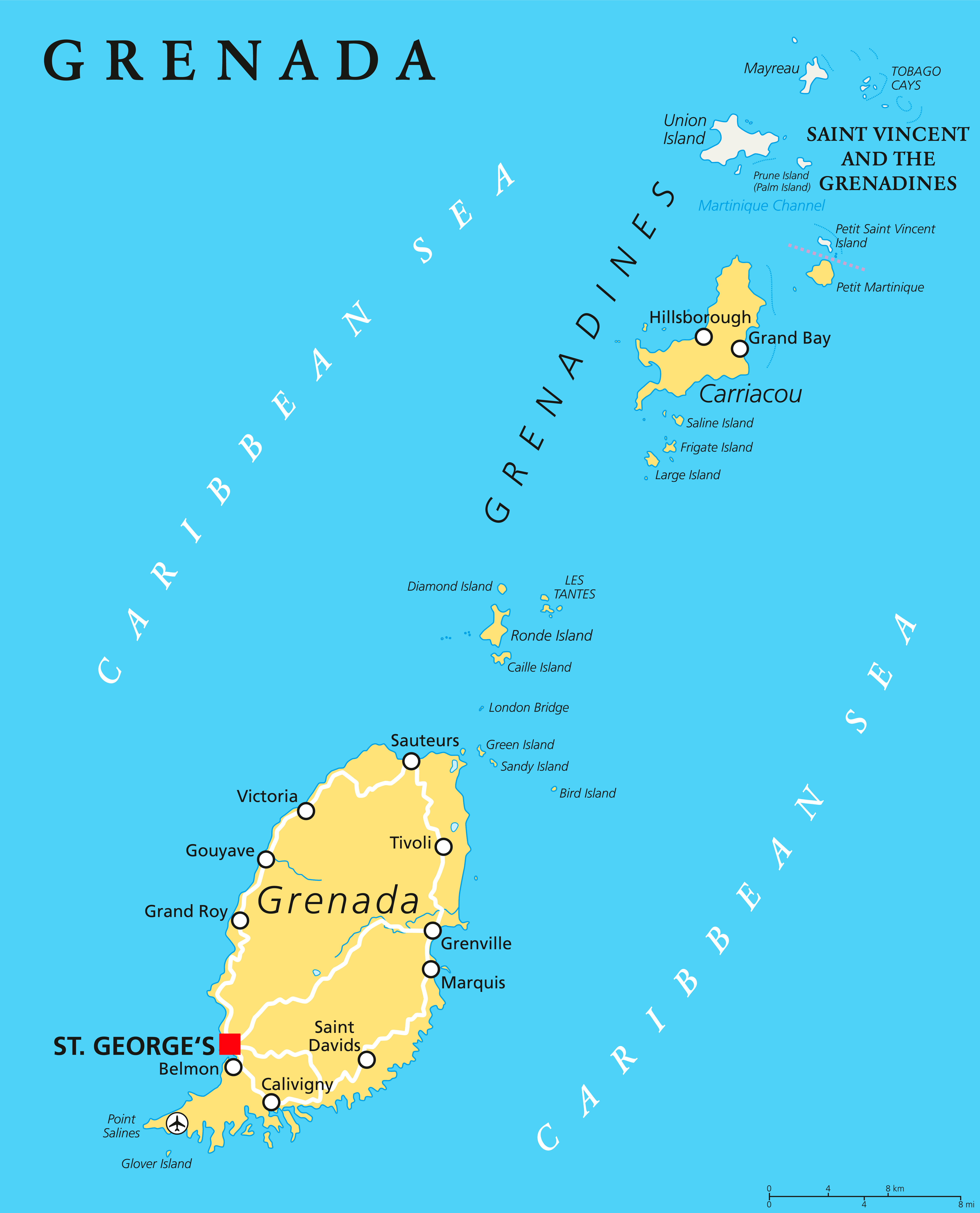 Grenada political map