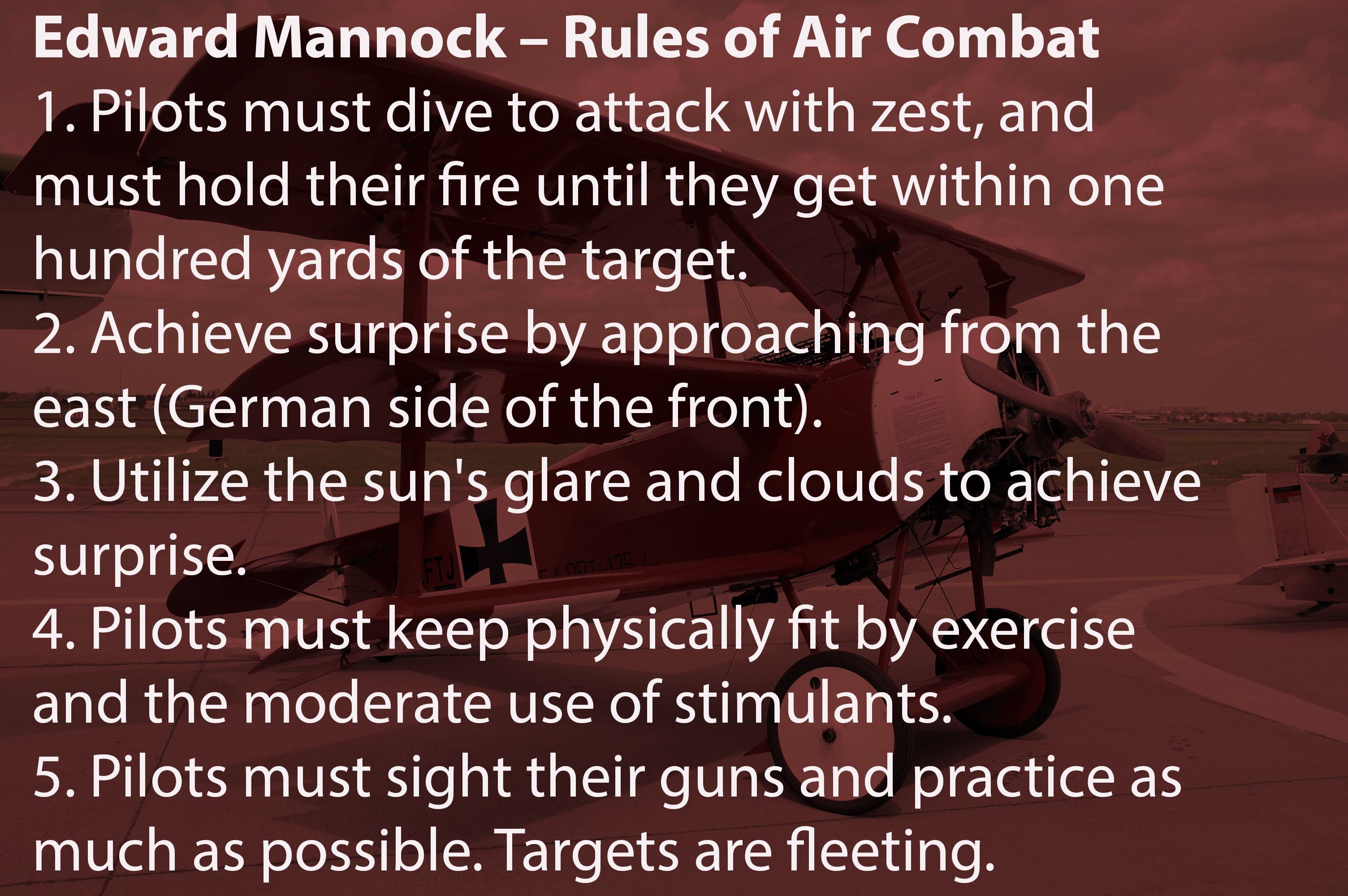 Rules of Air combat World War I