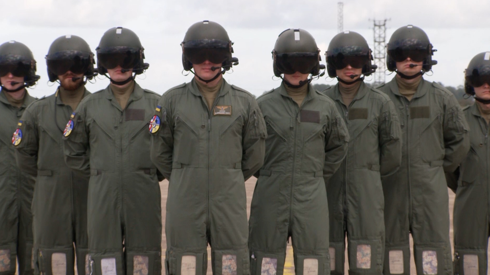Eight Ukrainian pilots graduate RAF training line up Eastern England 231024 CREDIT BFBS