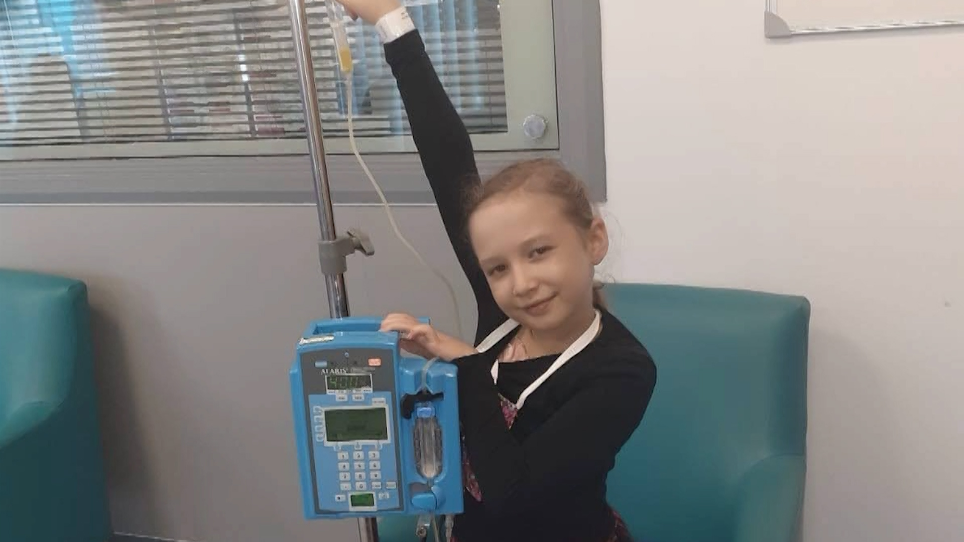 Eight-year-old Evie currently visits the hospital twice a week for transfusions (Picture: Tina Hodgson).