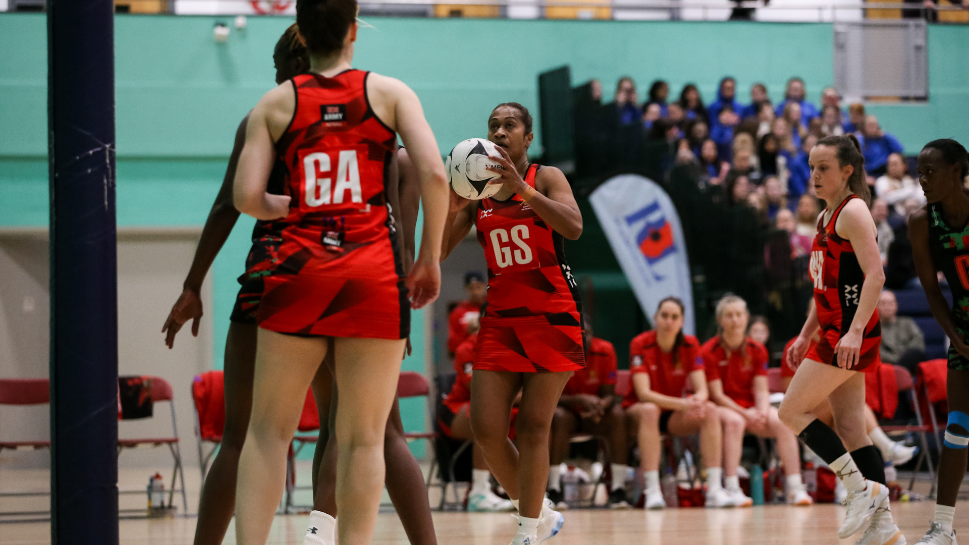 Ellie Nawale taking a shot Army netball v Malawi Credit Alligin Photography slash British Army Sport Date 01292025.jpg 