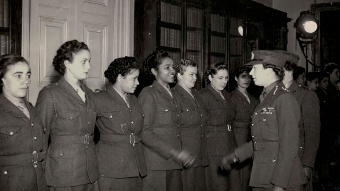 Ena J Collymore Woodstock, Princess Royal greeting ATS girls at the reception Credit: Ena Collymore-Woodstock's family