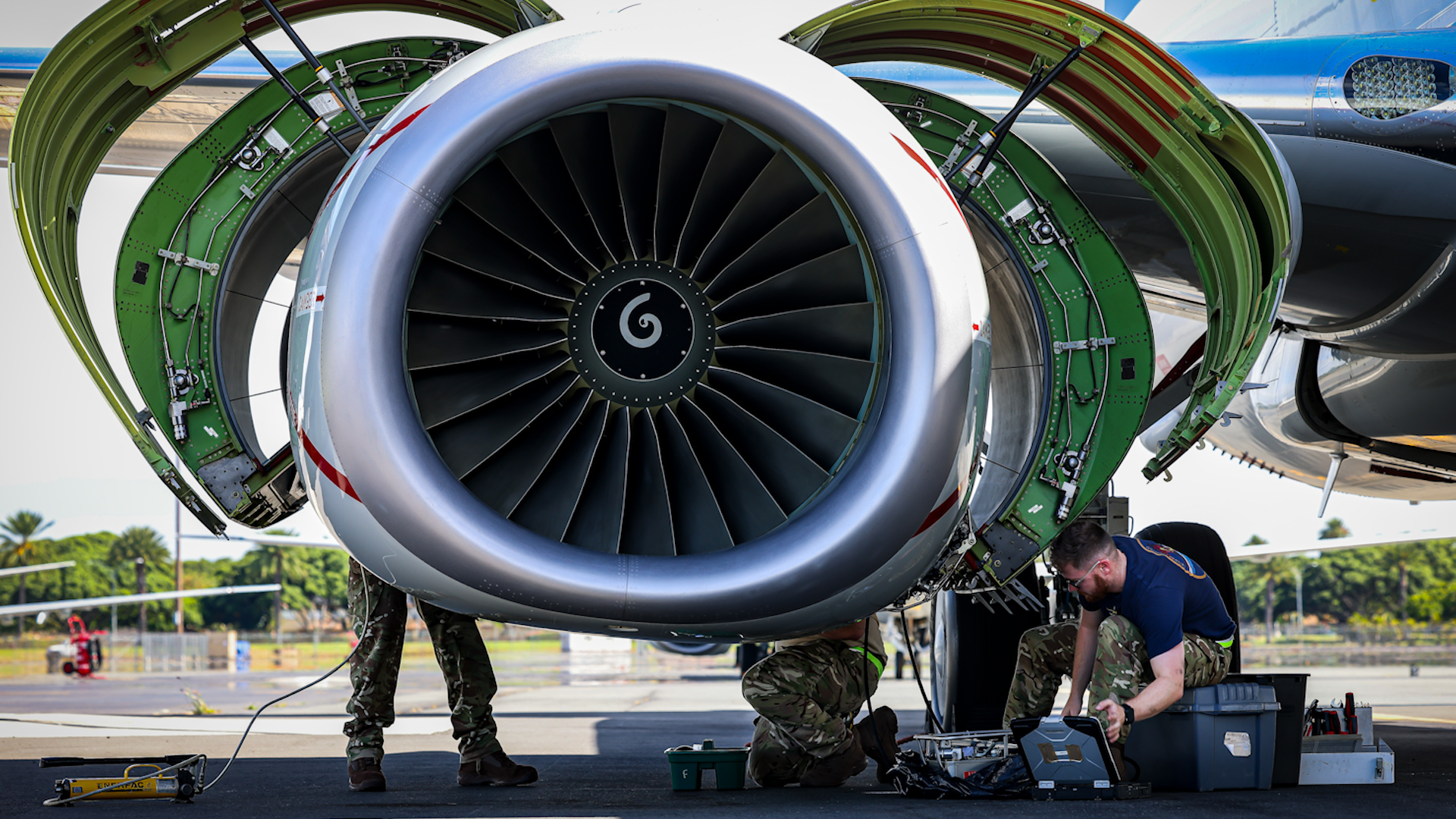 Engineers conducting in depth maintenance on the Poseidon maritime patrol aircraft 26072024 CREDIT RAF