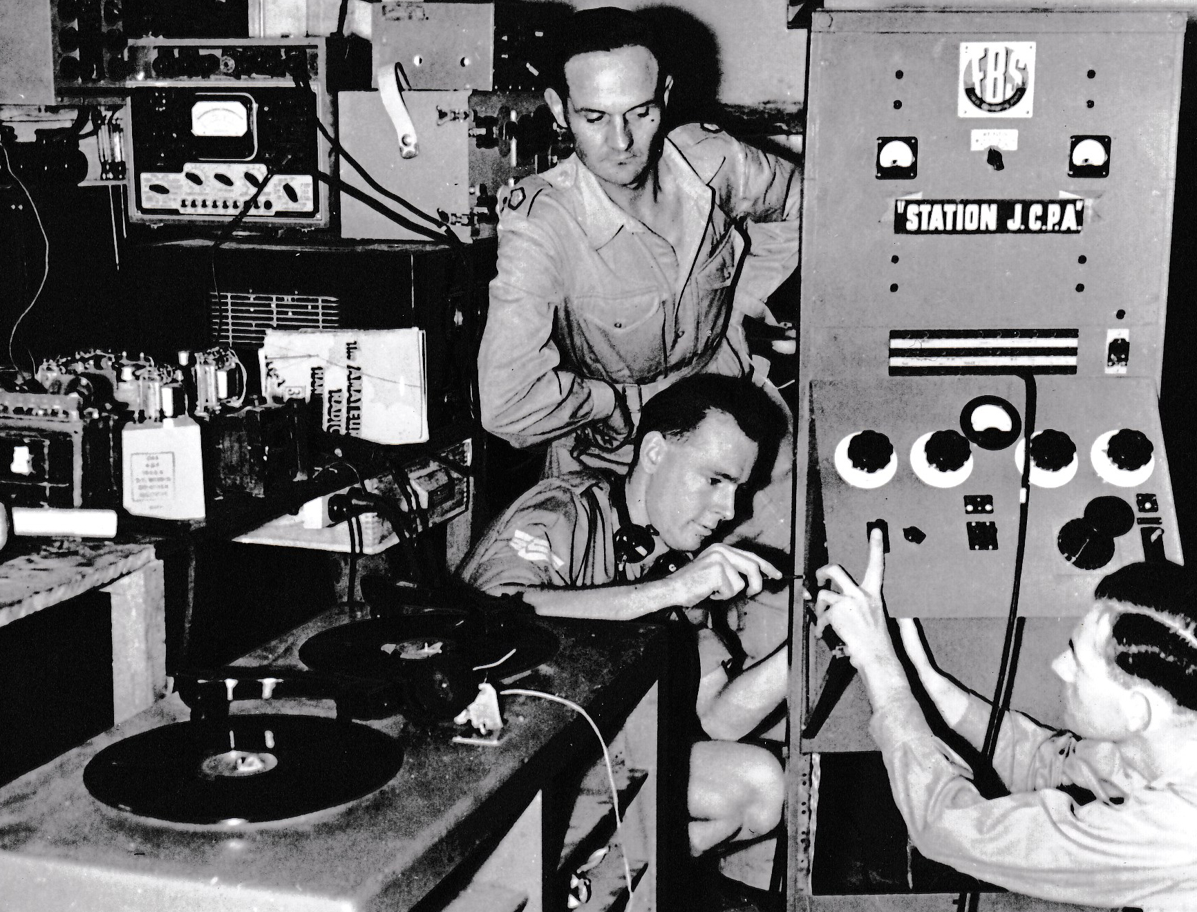 Engineers installing broadcasting equipment for the FBS