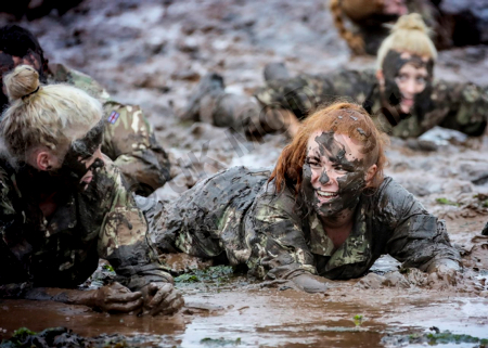 England U20s women are put through their paces by the Royal Marines (Picture: Royal Navy/Crown Copyright).
