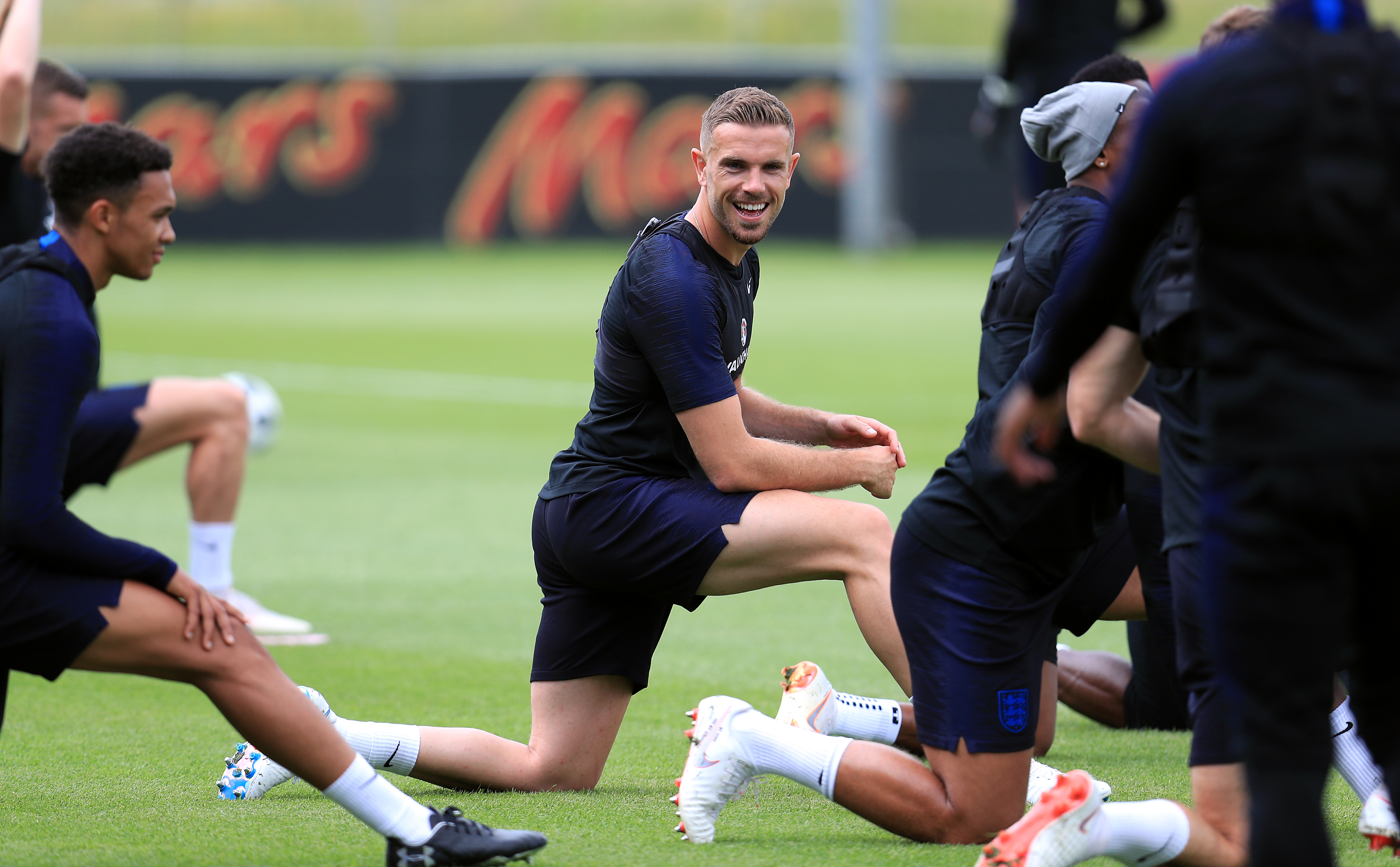 England's Jordan Henderson with team-mates at St George's Park pre-World Cup