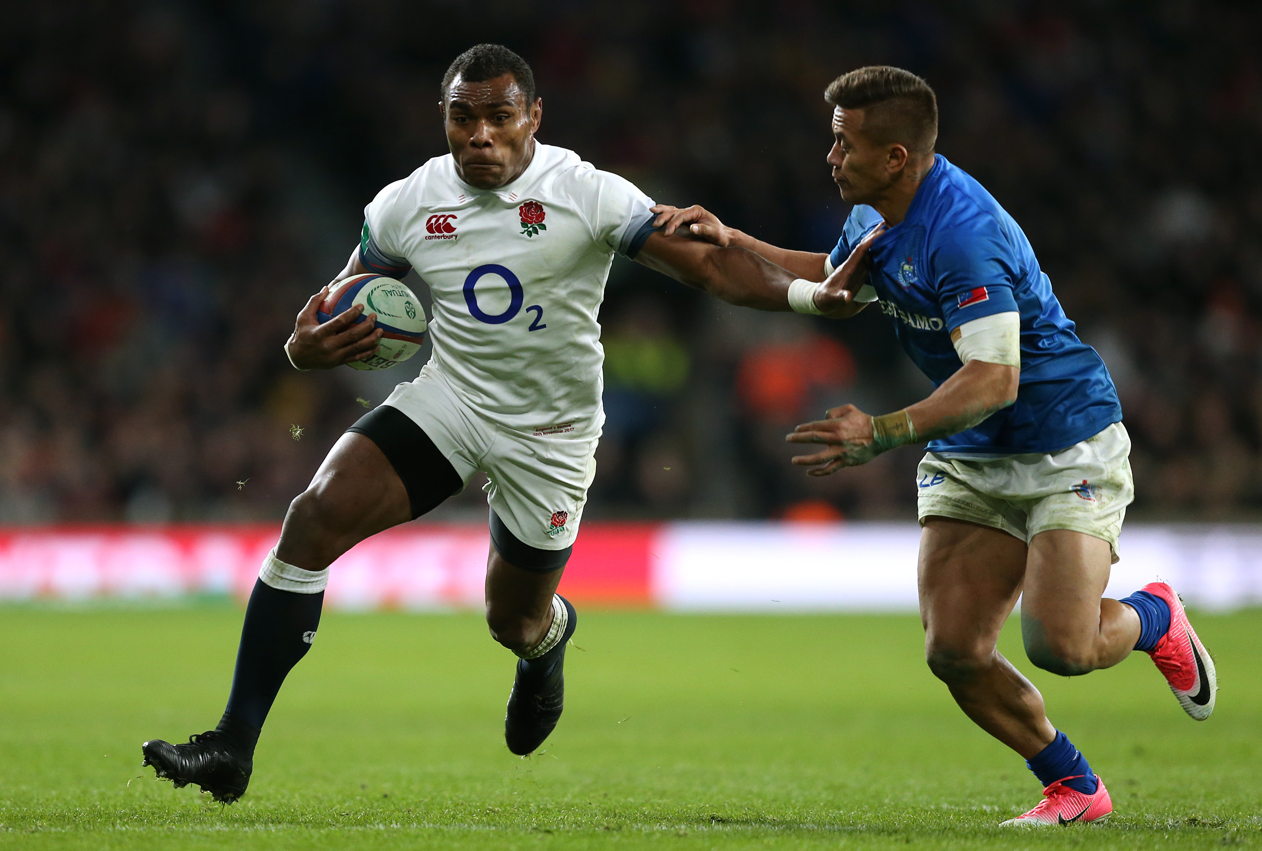 England's Semesa Rokoduguni (left) and Samoa's Tim Nanai-Williams during a match at Twickenham