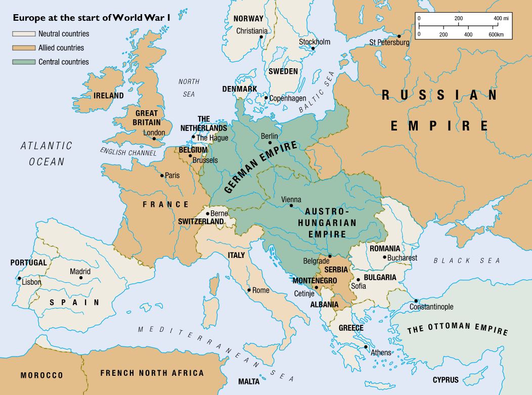 Europe as it looked at the opening of World War 1 Army (image from ‘The British Expeditionary Force 1914-15’ by Bruce Gudmundsson © Osprey Publishing, part of Bloomsbury Publishing)