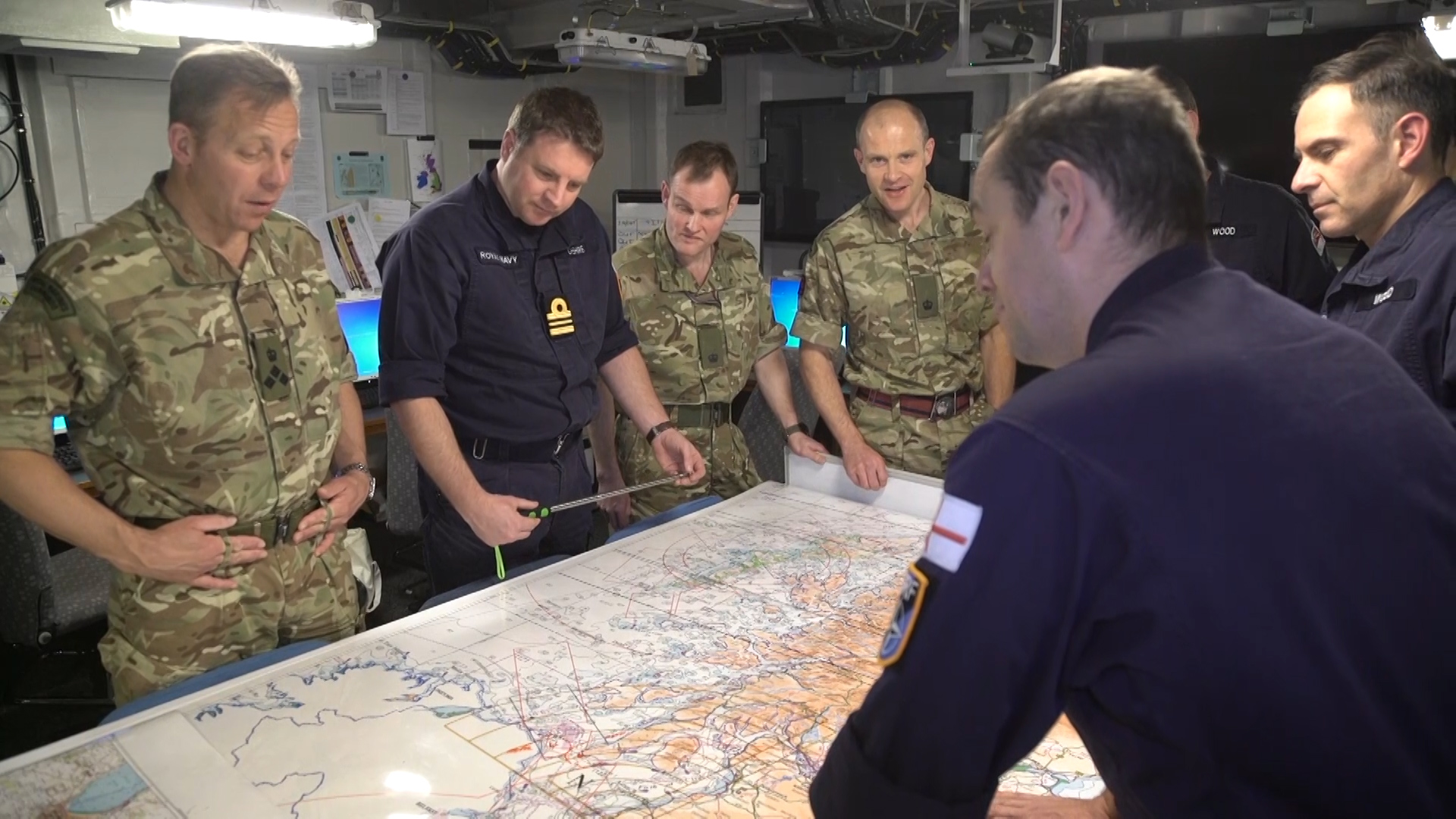 The UK Amphibious Task Group's maneouvres are co-ordinating from the Royal Navy's flagship HMS Albion.