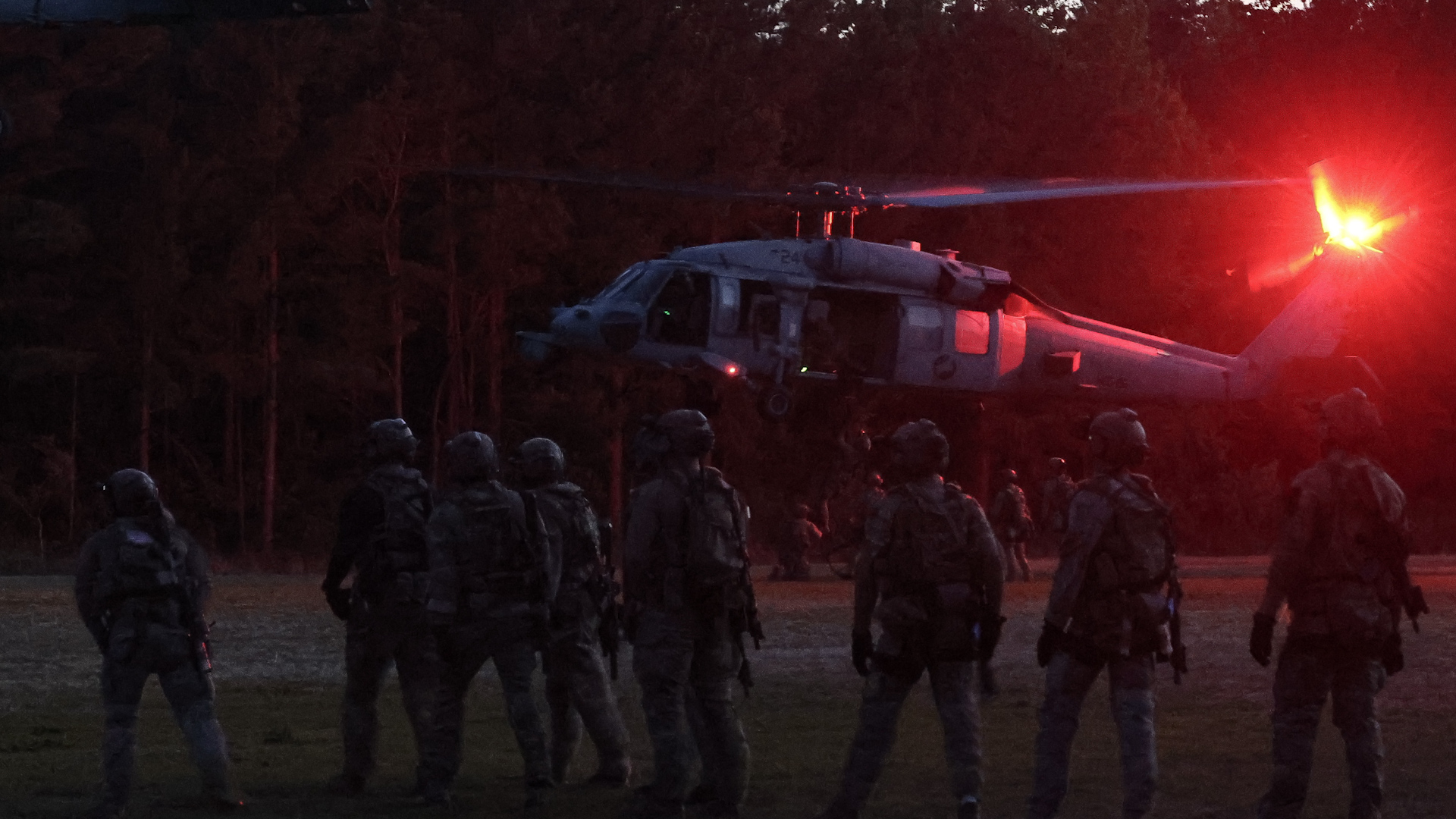 The SOMTU and SEALs worked together on close-quarters battle objectives, being dropped in via helicopters under the cover of darkness to take compounds (Picture: MOD)