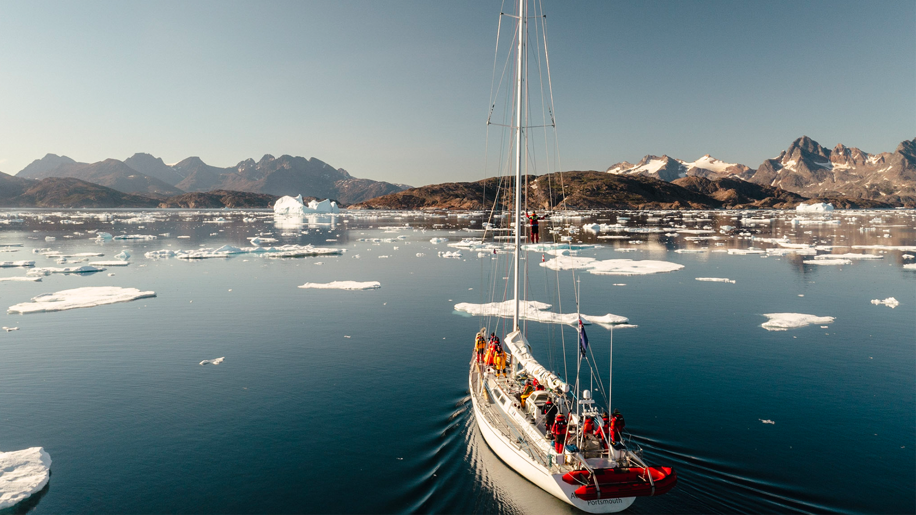 The a 70-foot yacht sailed from Iceland, across the Denmark Strait, to Greenland (Picture: MOD)