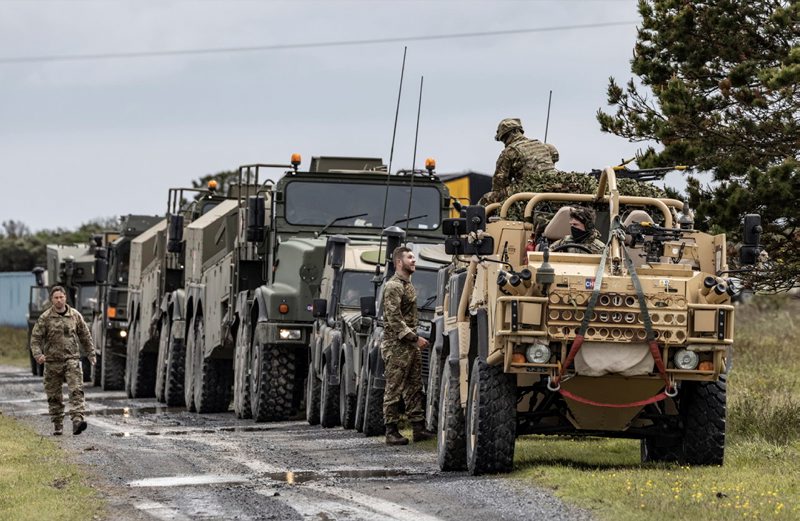 Exercise Green Dragon Members of the Commando Logistics Regiment working with Commando Helicopter Force set up a Forward arming and refuelling station Pembrey Sands