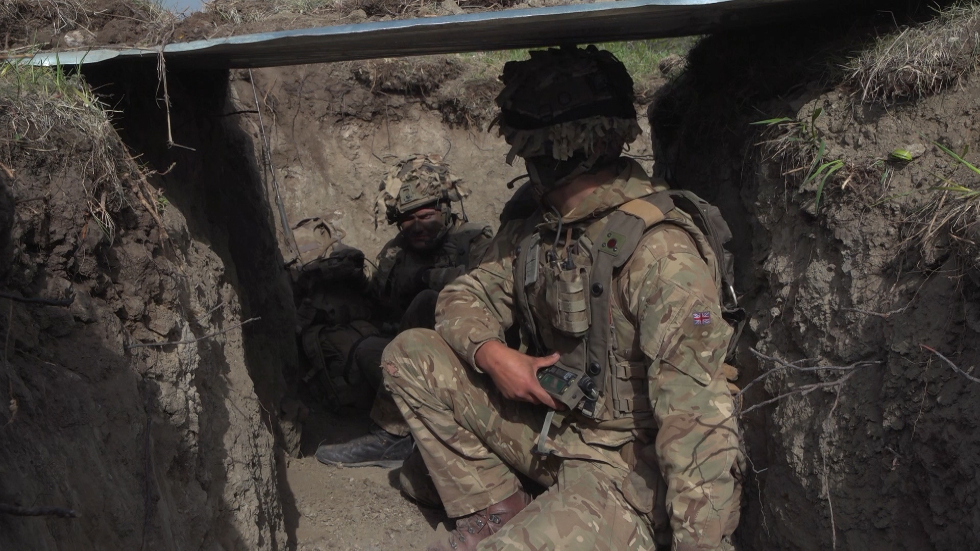 Exercise Maple Resolve British soldiers in trench