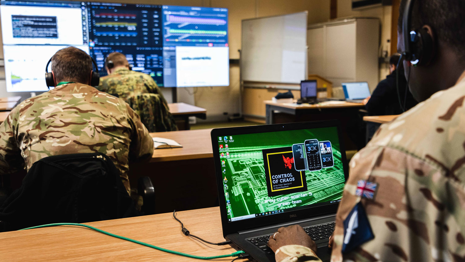 Exercise Army Cyber Spartan 5 was an offensive and defensive cyber exercise on a live network with the aim to attract the widest talent December 2021 CREDIT Crown Copyright