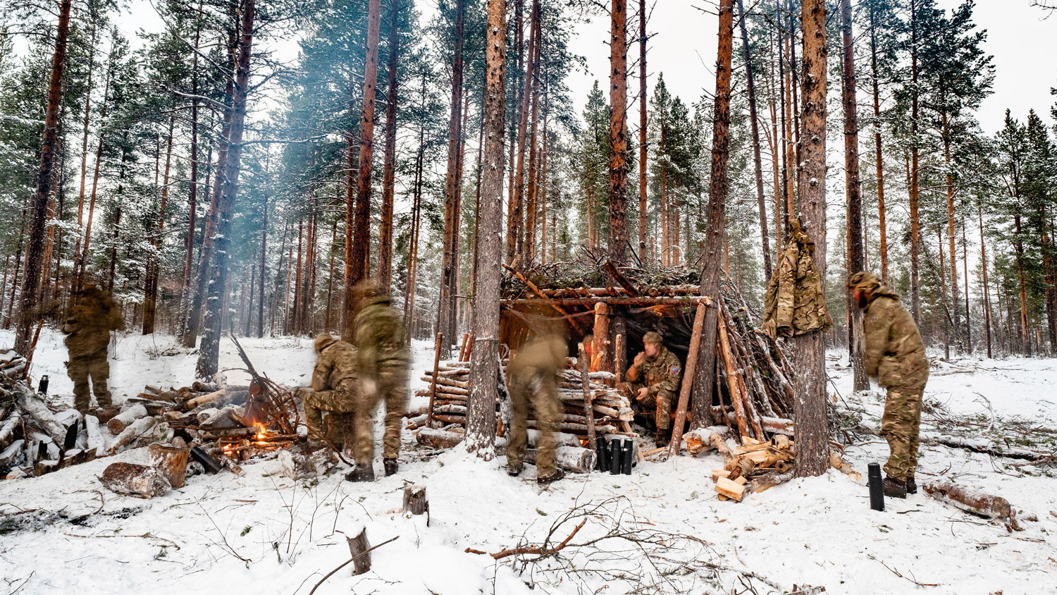 Exercise Clockwork Arctic Training Joint Helicopter Command during their survival night in Bardufoss (Picture: Crown Copyright).