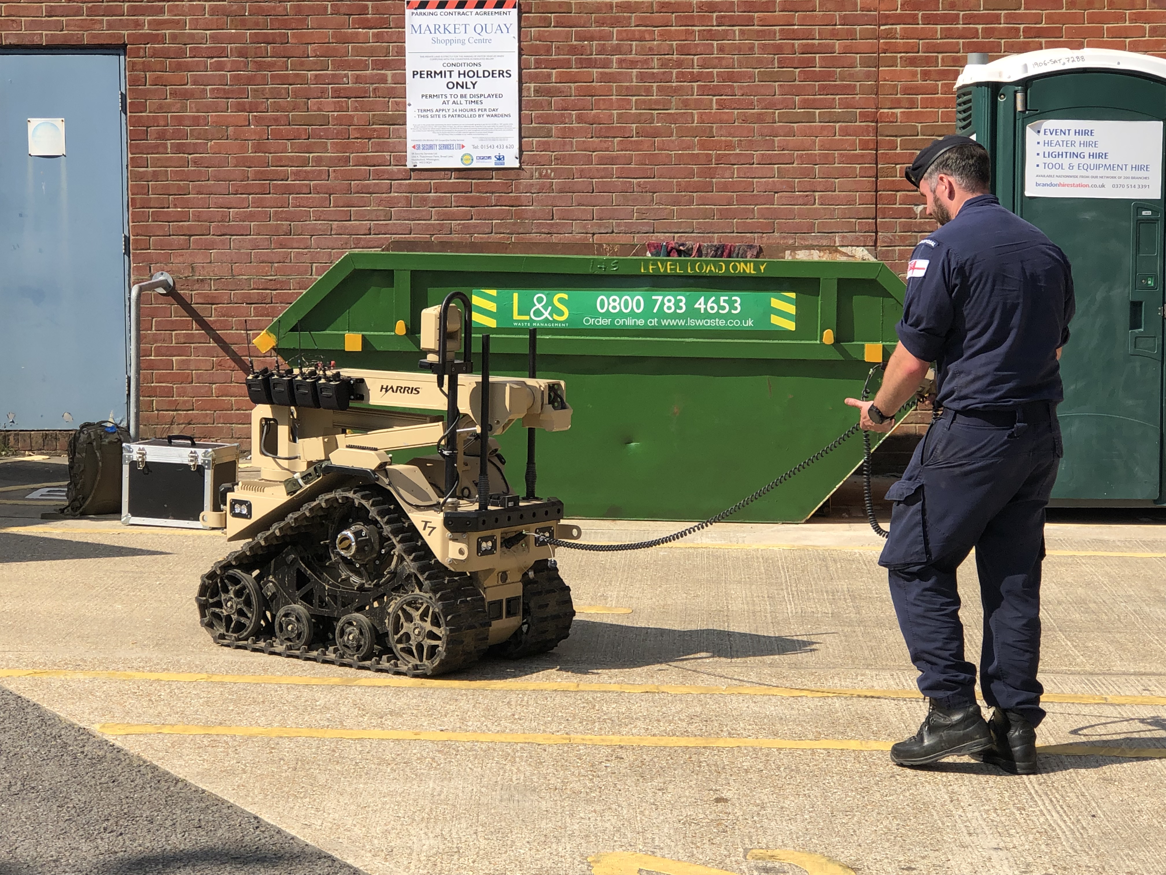 Explosive Ordnance Disposal team dealing with the discovery of a suspicious package in Fareham, Hampshire 