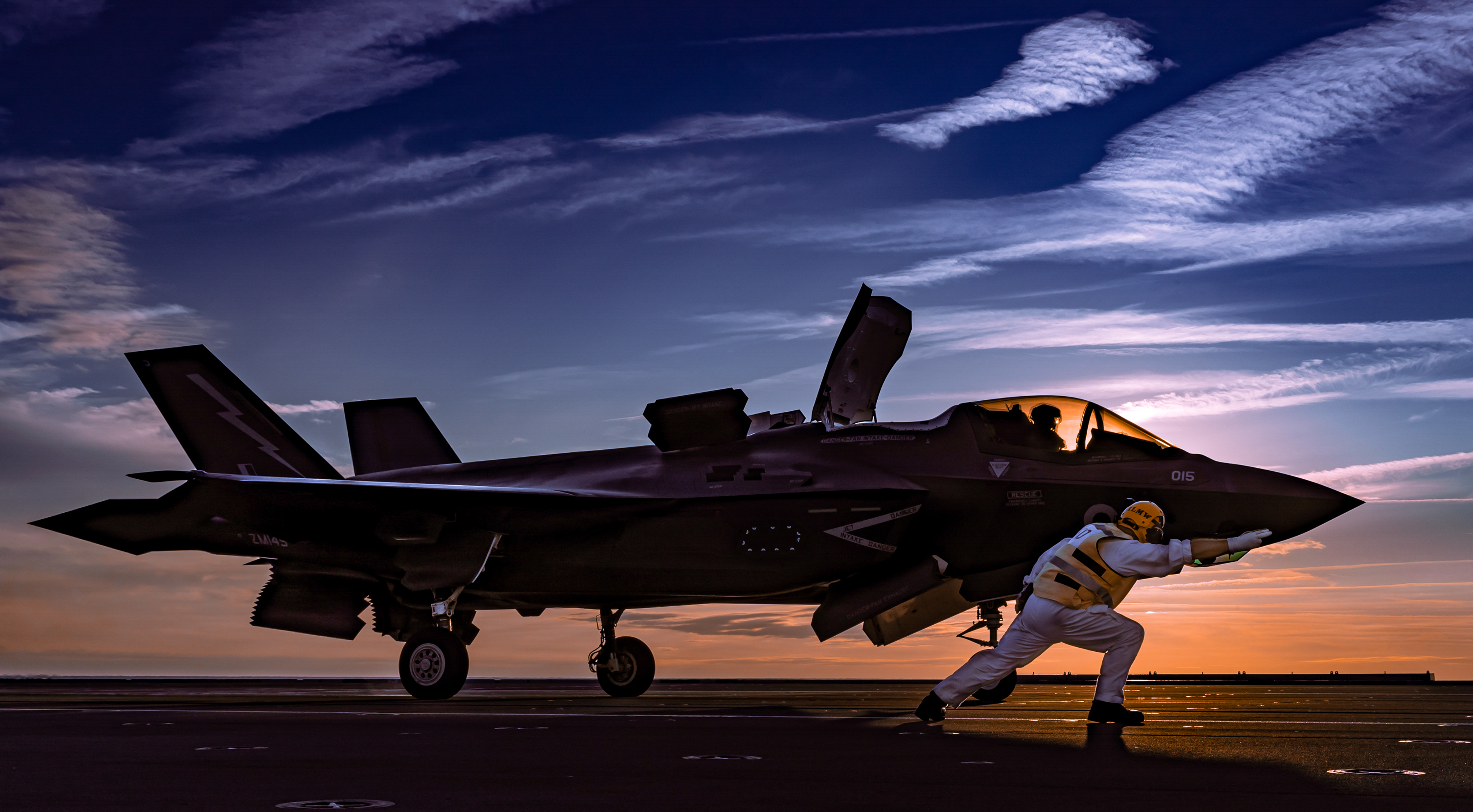 F-35B Lightning jet on HMS Queen Elizabeth’s flight deck during her Westlant 19 deployment by Kyle Heller (Picture: Royal Navy).