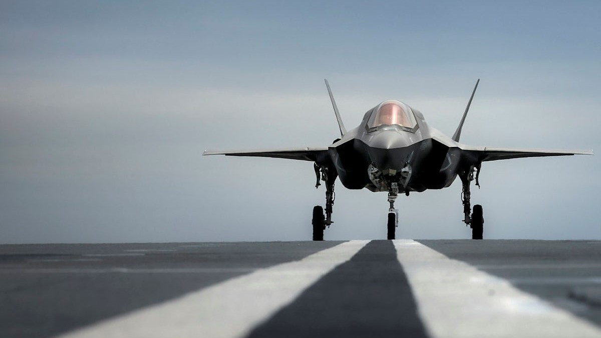 F-35B from Royal Air Force 207 Squadron on the flight deck. HMS Prince of Wales 07062021 CREDIT MOD Crown Copyright